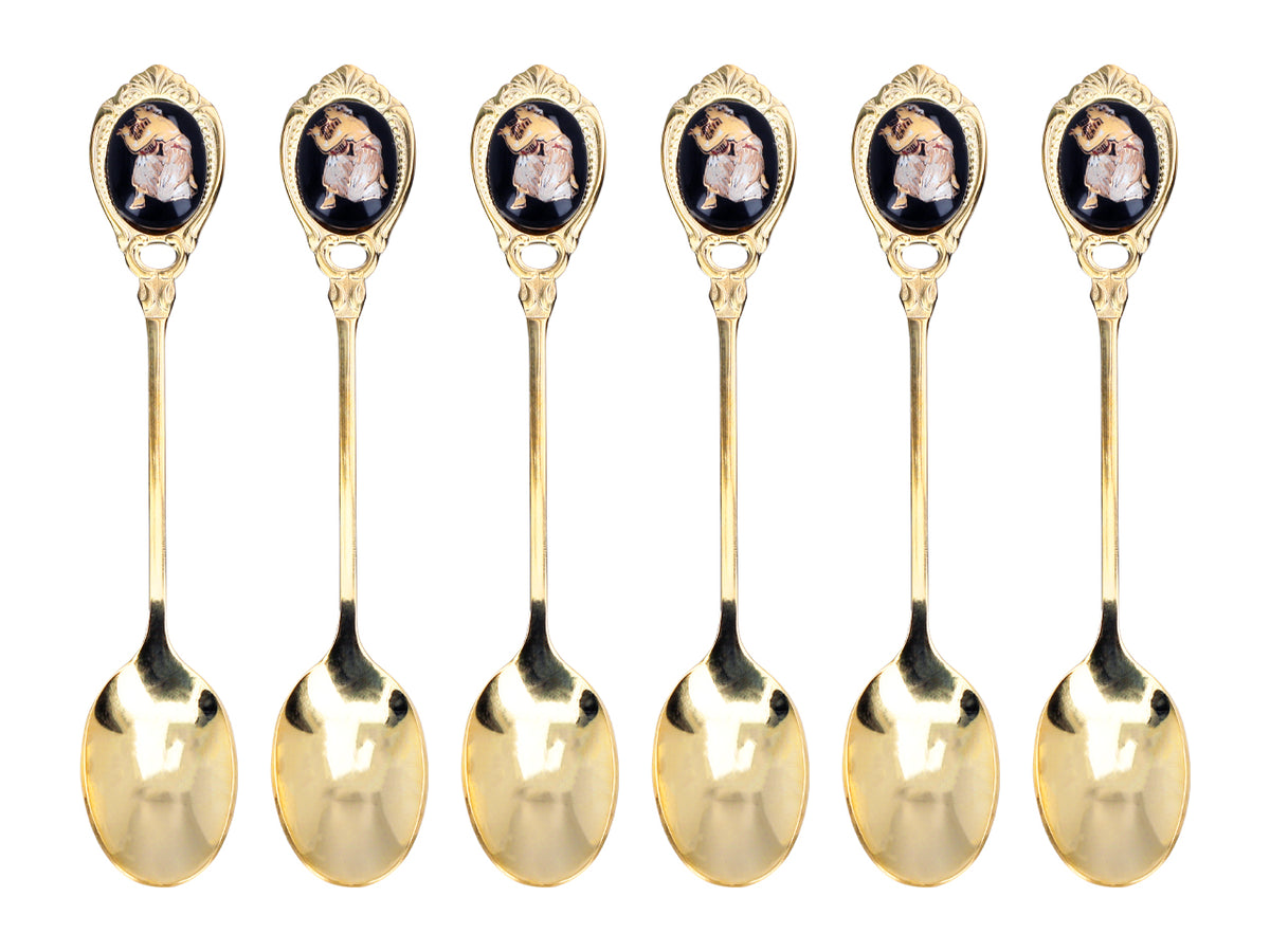 Set di 6 cucchiaini rivestiti in oro 24K con motivo greco