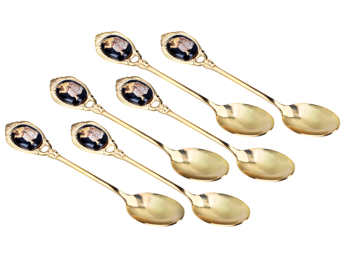 Set di 6 cucchiaini rivestiti in oro 24K con motivo greco