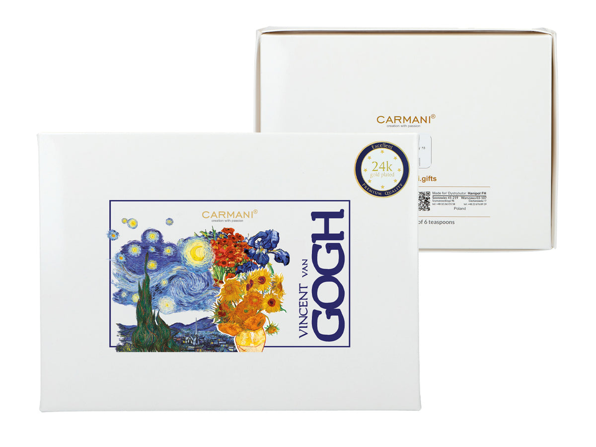 Set di 6 cucchiaini dorati con motivo dei Girasoli di Vincent van Gogh