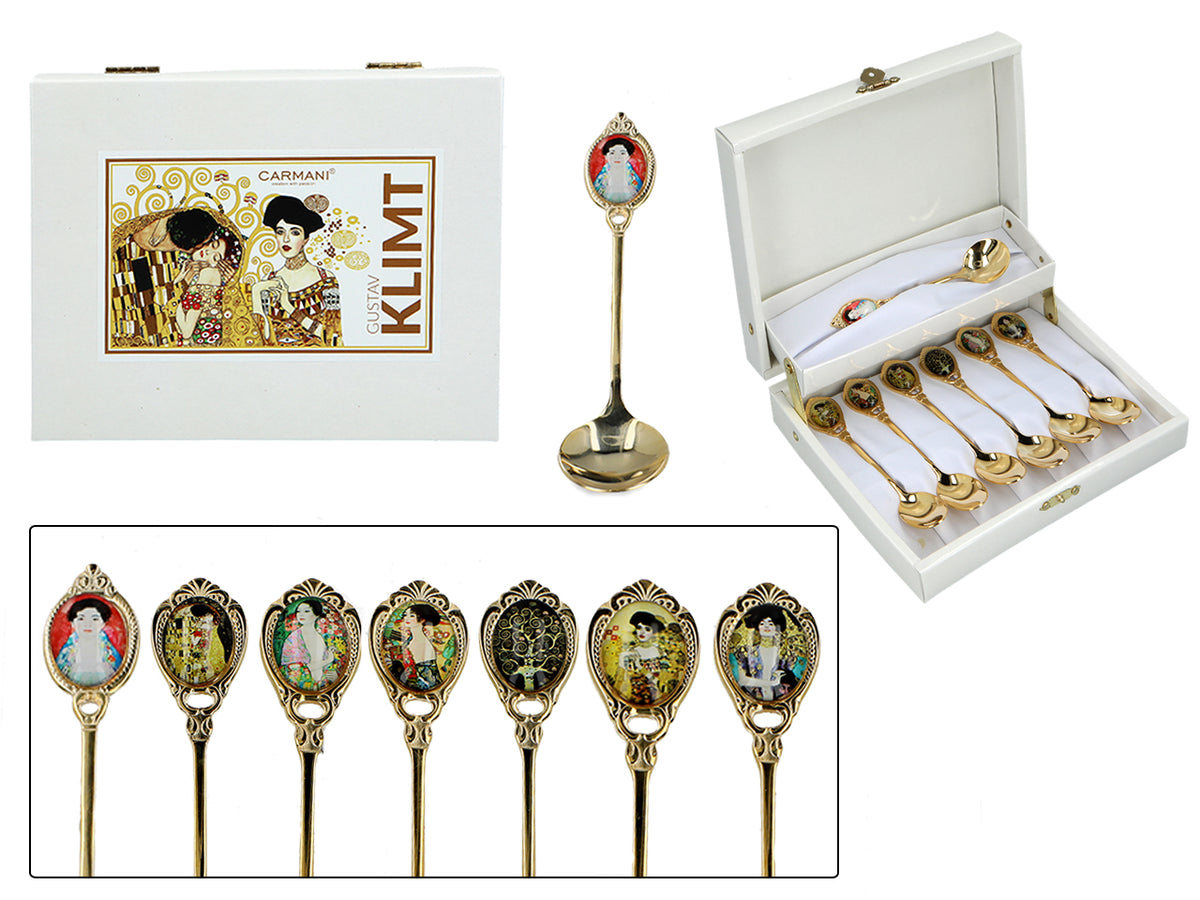 Set di 6 cucchiaini rivestiti in oro 24K con 1 cucchiaino da zucchero