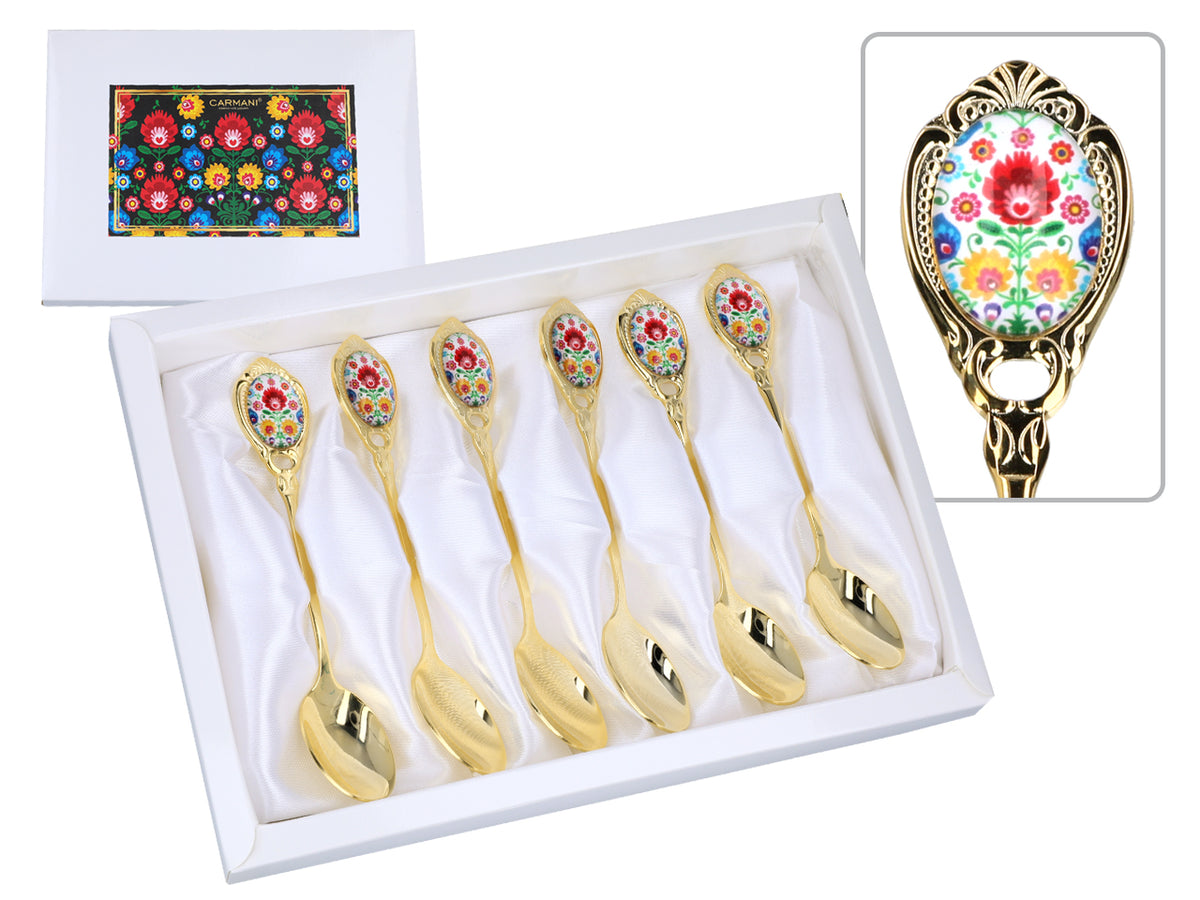 Set di 6 cucchiaini, cucchiaini rivestiti in oro 24K