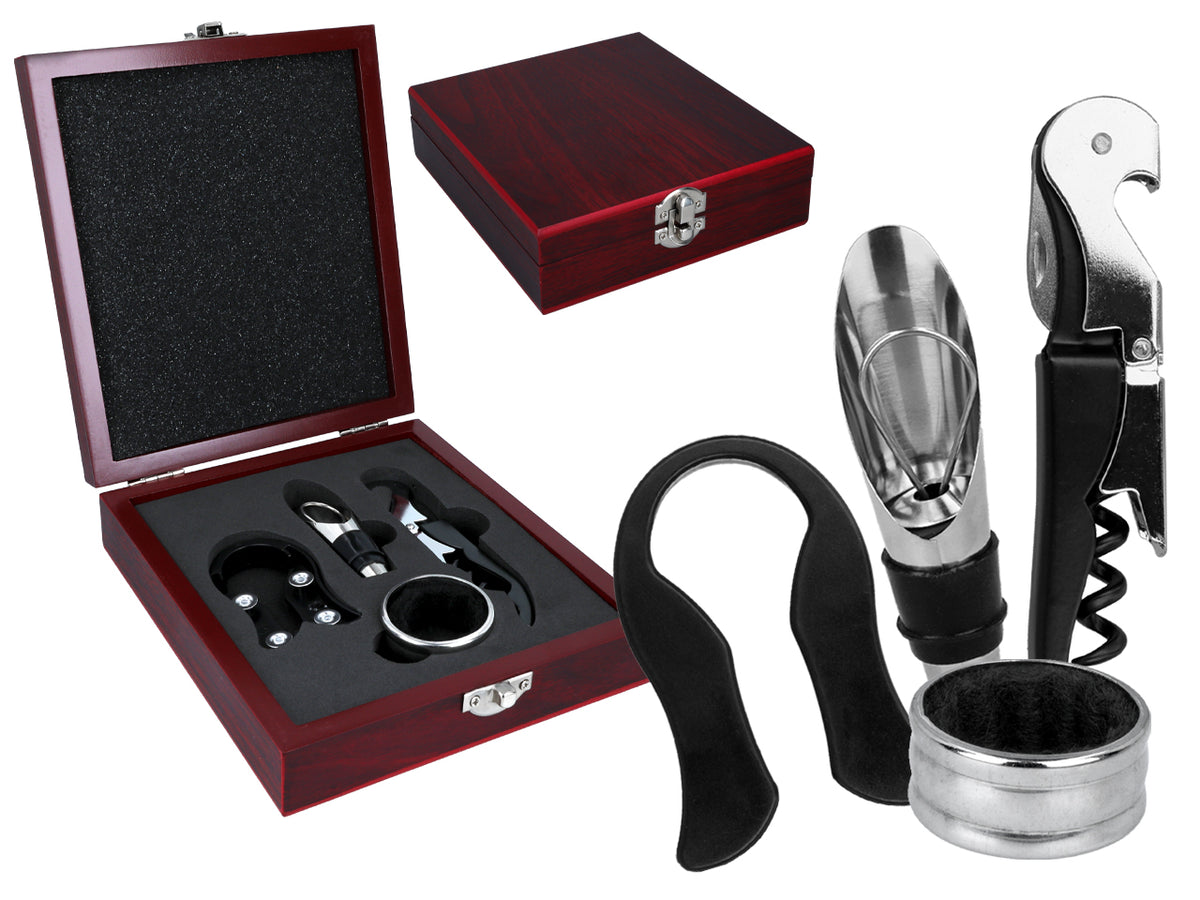 Set per aprire il vino in elegante scatola di legno, personalizzabile con incisione