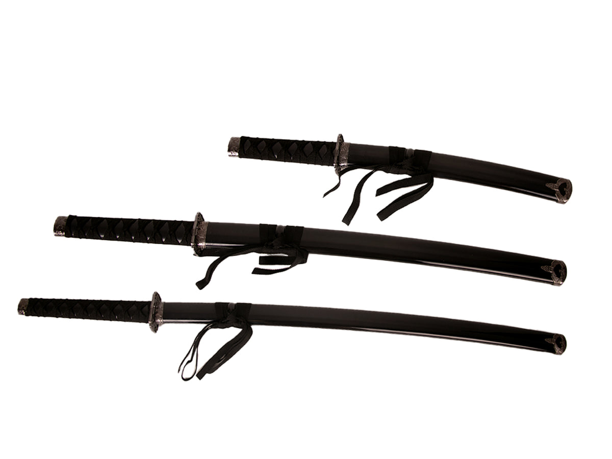 Set di 3 spade samurai su supporto, personalizzabile con incisione