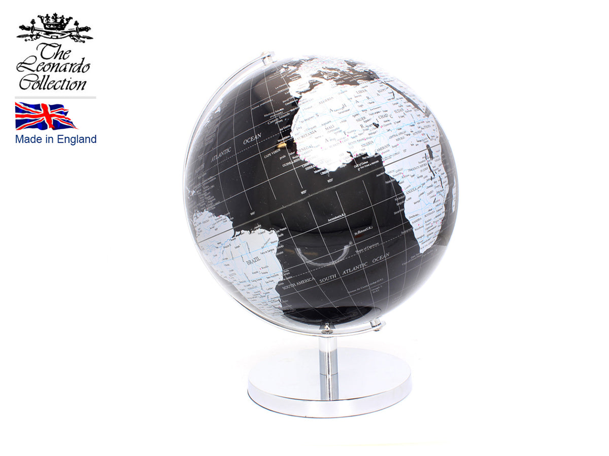 Globo medio su base argentata, personalizzabile con incisione, altezza 27 cm