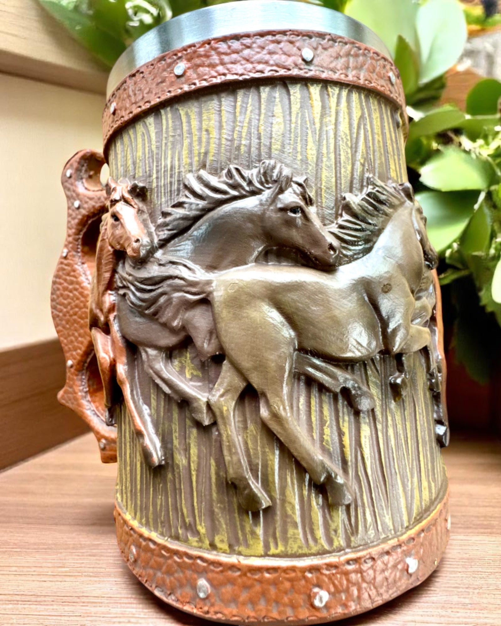 Tazza con Motivo di Cavalli, 330 ml, possibilità di personalizzazione con incisione per regalo