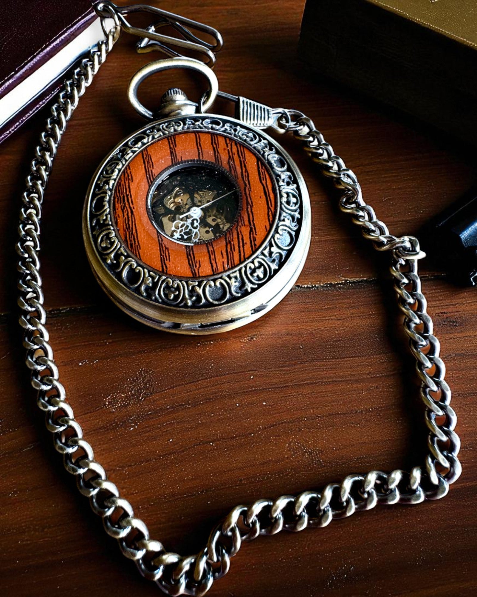 Orologio da tasca "Veritas Tempus" – cronometro meccanico con possibilità di incisione per regalo, 2 varianti a scelta