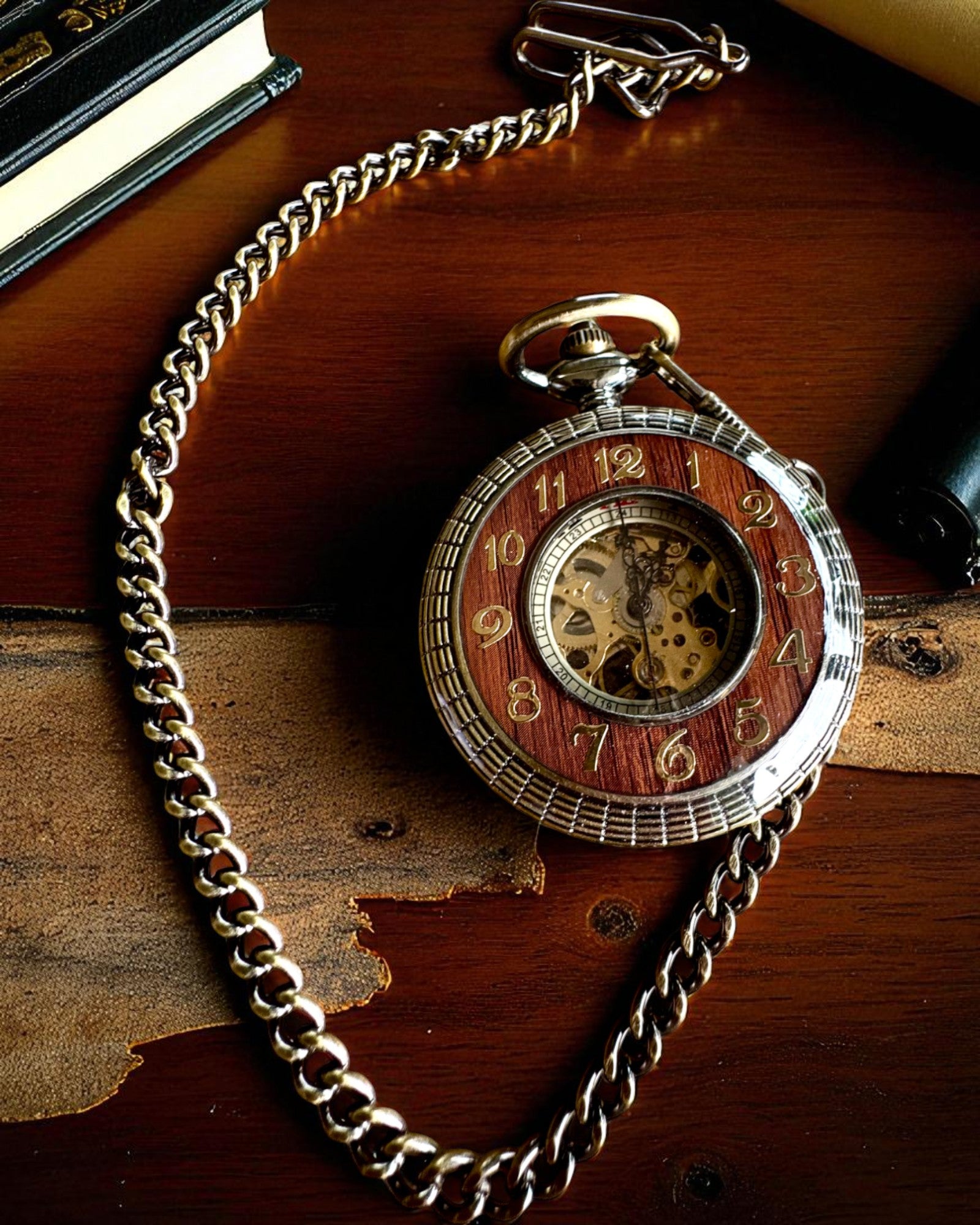 Orologio da tasca "Veritas Tempus" – cronometro meccanico con possibilità di incisione per regalo, 2 varianti a scelta