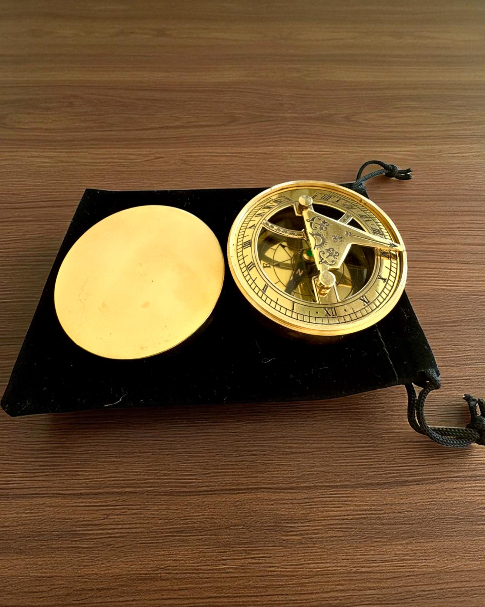 Bussola Solare Voyager 7cm – orologio solare in ottone con bussola, personalizzazione con incisione per regalo