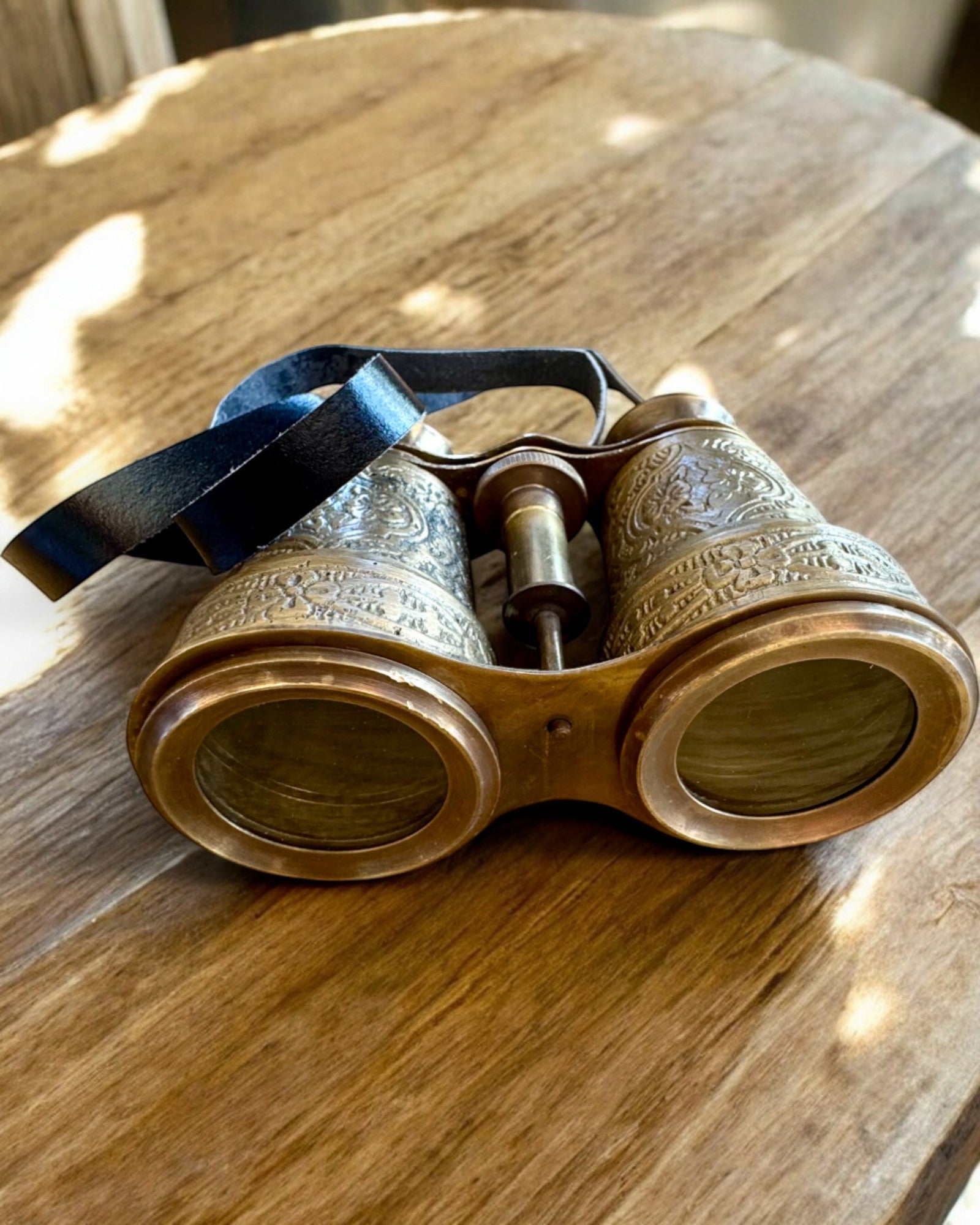 Binocolo con custodia in pelle Victorian's Eye, 11 cm in ottone, decorato a mano, personalizzazione con incisione per regalo