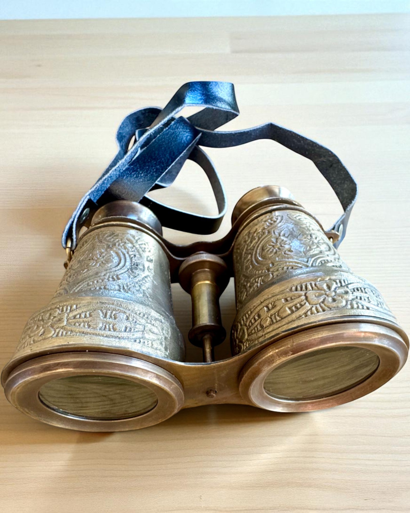 Binocolo con custodia in pelle Victorian's Eye, 11 cm in ottone, decorato a mano, personalizzazione con incisione per regalo