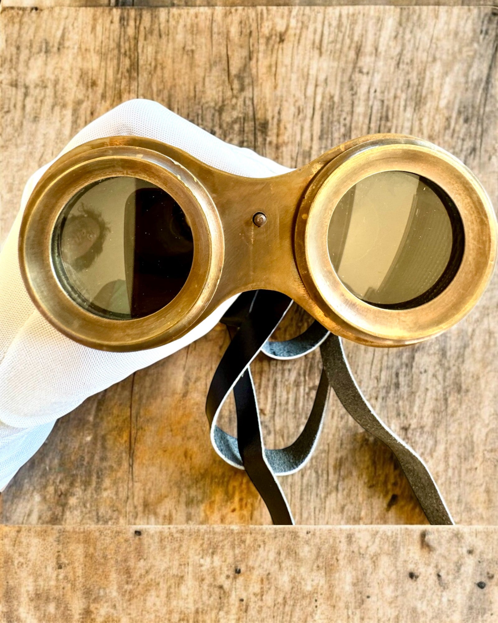 Binocolo con custodia in pelle Victorian's Eye, 11 cm in ottone, decorato a mano, personalizzazione con incisione per regalo