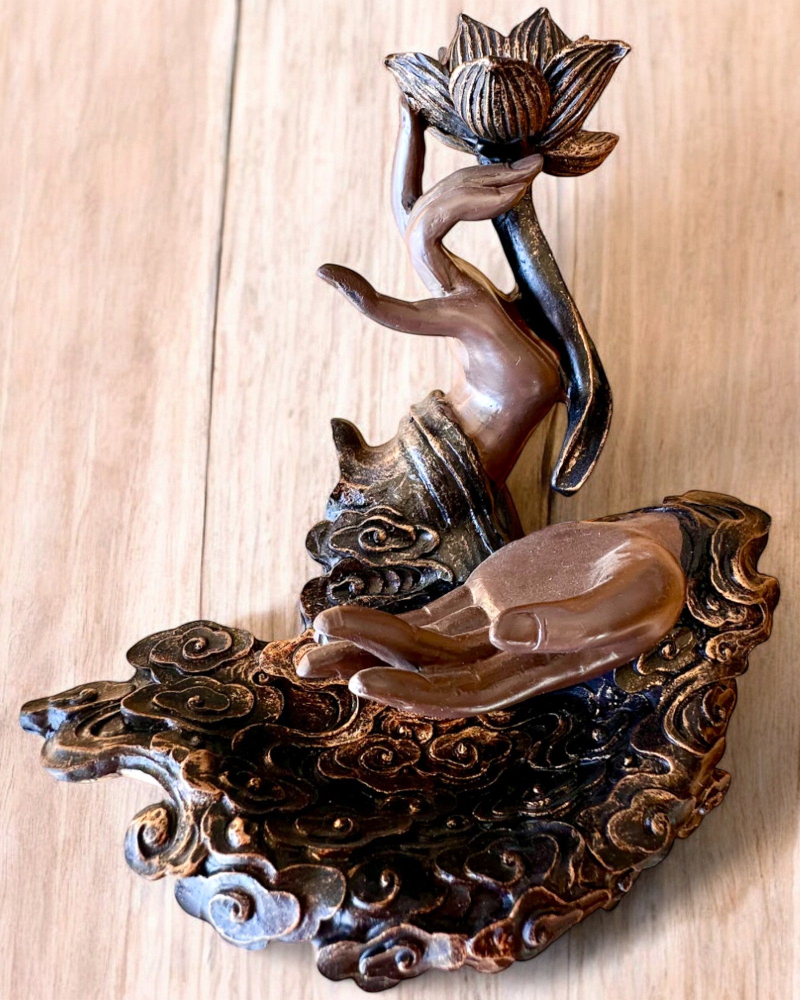 Mano Mistica, Bruciatore di Incenso, supporto per incenso a Flusso, possibilità di personalizzazione con incisione per regalo