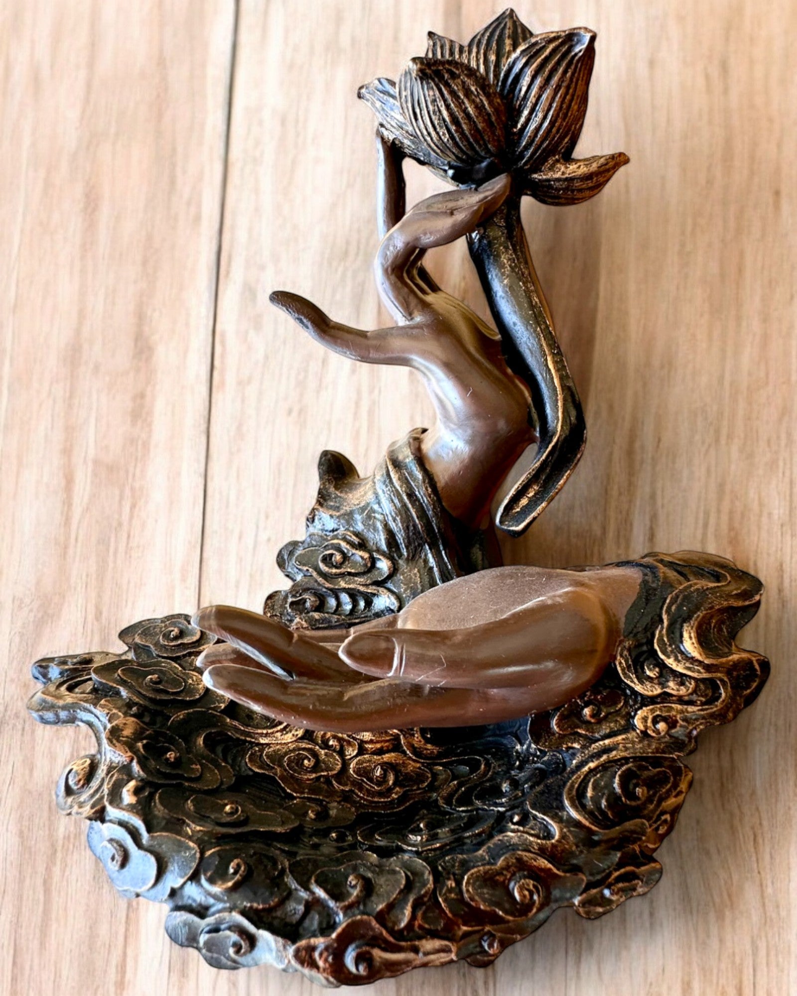 Mano Mistica, Bruciatore di Incenso, supporto per incenso a Flusso, possibilità di personalizzazione con incisione per regalo