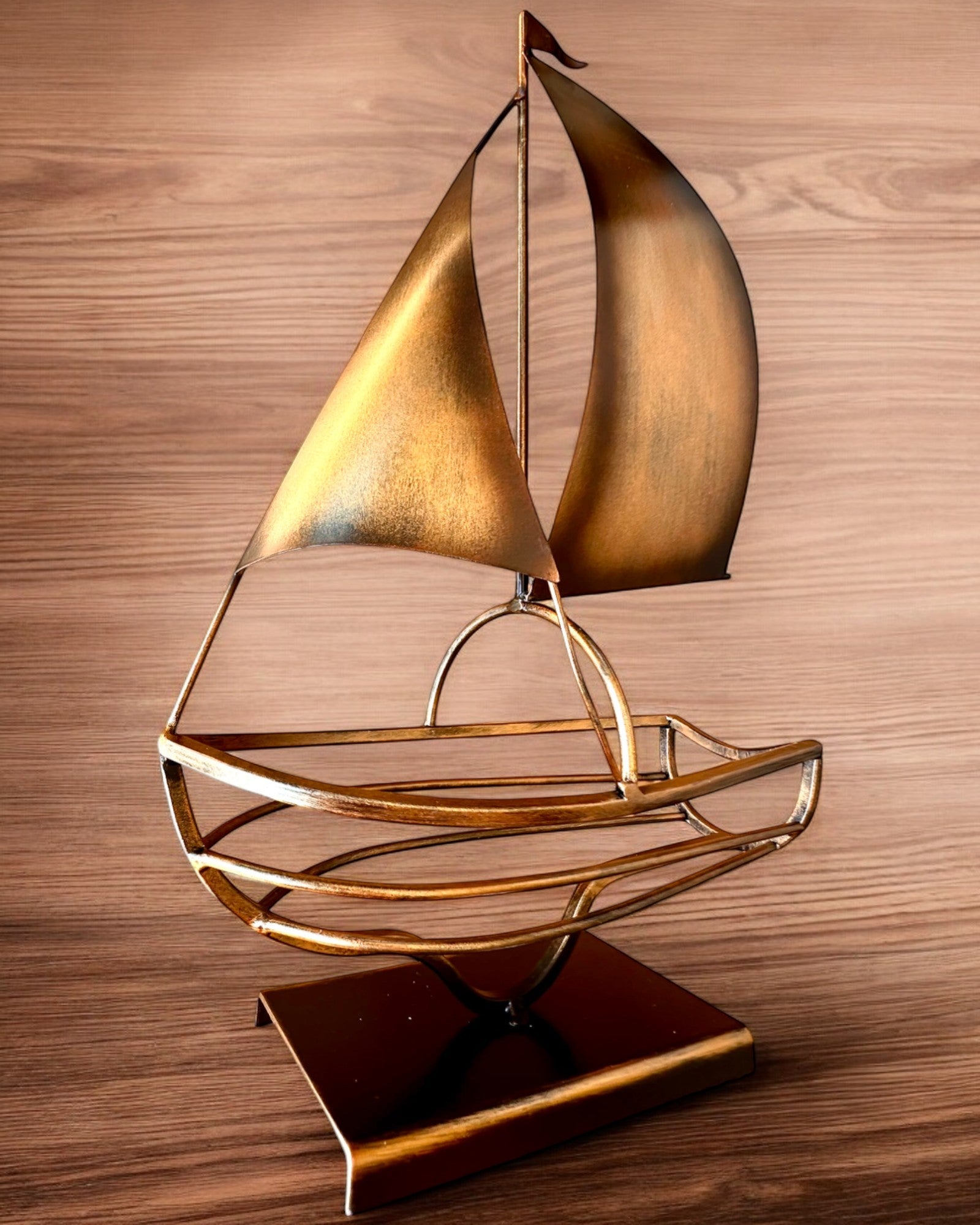 Portabottiglie in Metallo 45 cm di altezza, "Fantasia Marinara" - a Forma di Veliero con Possibilità di Incisione per regalo