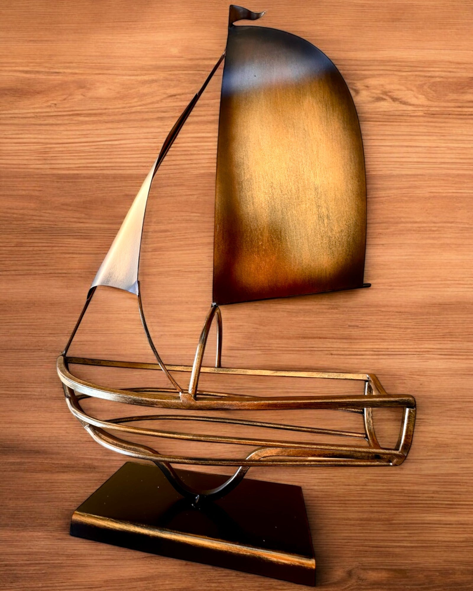 Portabottiglie in Metallo 45 cm di altezza, "Fantasia Marinara" - a Forma di Veliero con Possibilità di Incisione per regalo