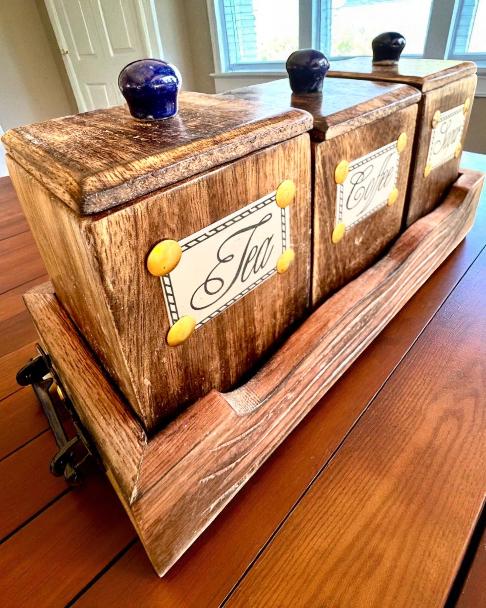 Set Royal Trio – Tè, Caffè, Zucchero in legno di Shisham, fatto a mano, con opzione di incisione per regalo