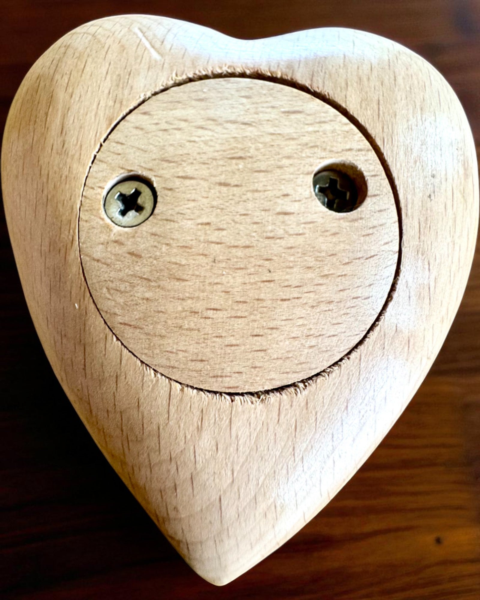 Cuore di legno, scatola da 9 cm per Sentimento Segreto, possibilità di personalizzazione con incisione per regalo