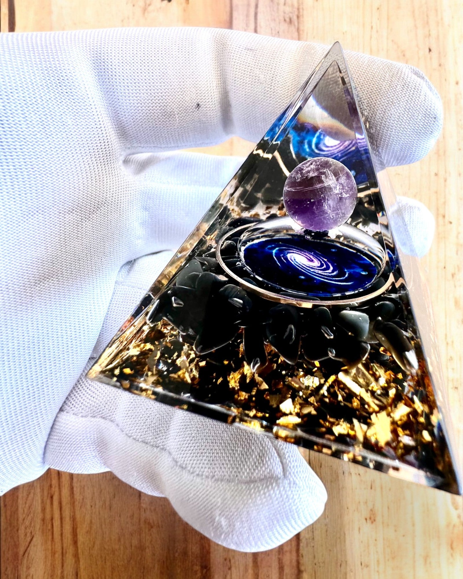 Piramide Energetica orgonite "Piramide Cosmica" Essenza Galattica, per regalo