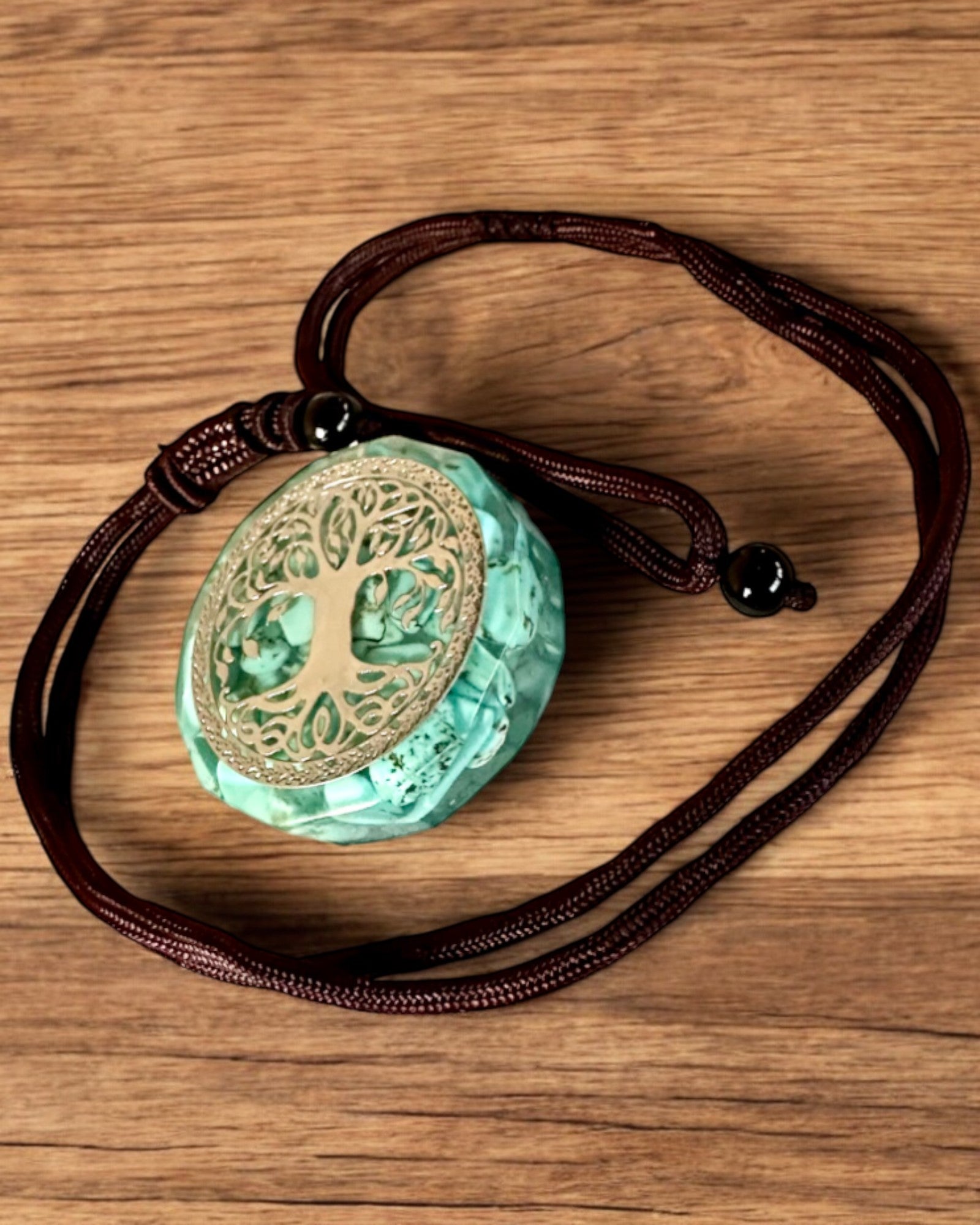 Amuleto "Drzewo Życia" con turchese – La tua forza personale, collana da regalo, personalizzazione con incisione