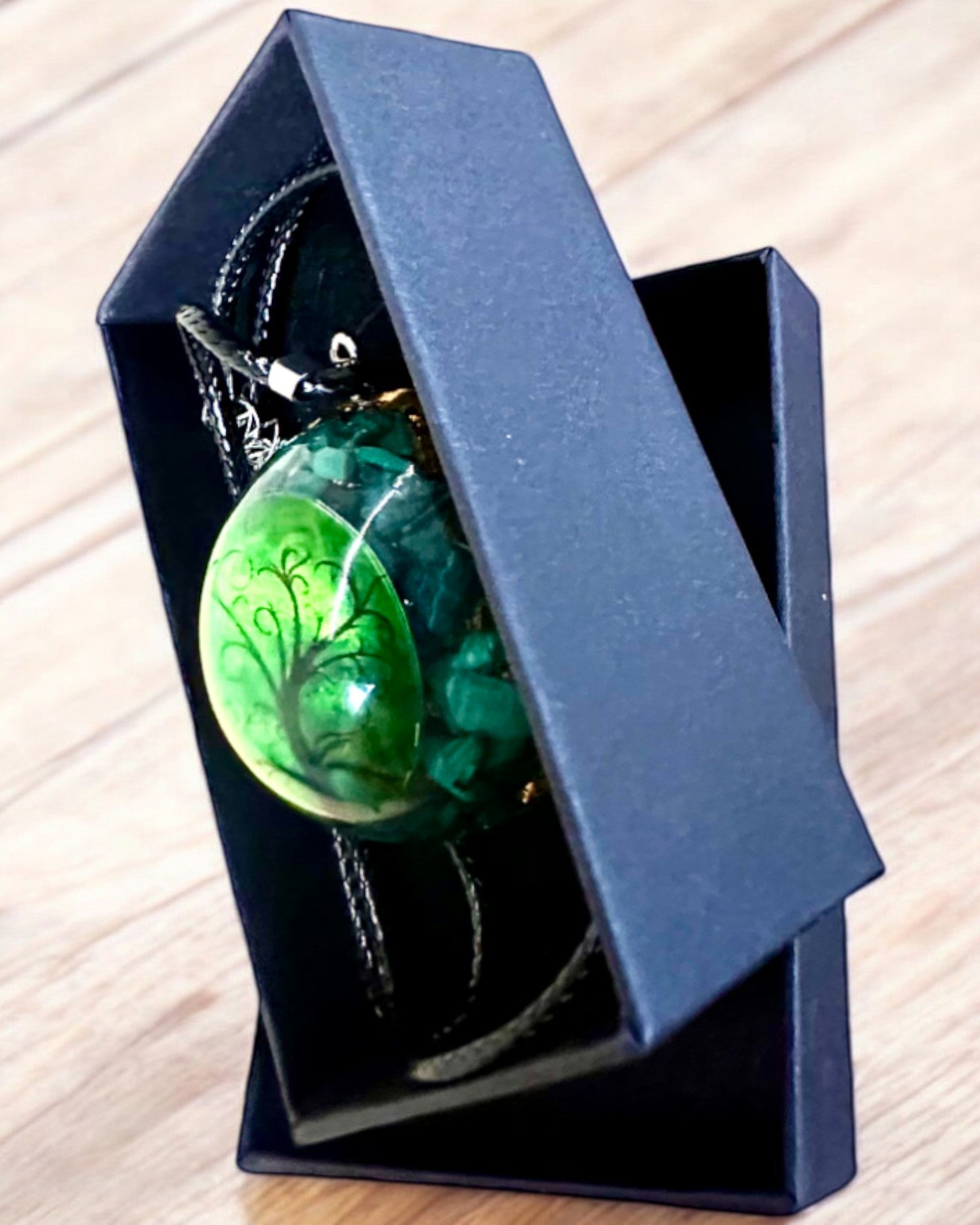 "Amuleto di Malachite della Vita" - collana personalizzabile con incisione per regalo
