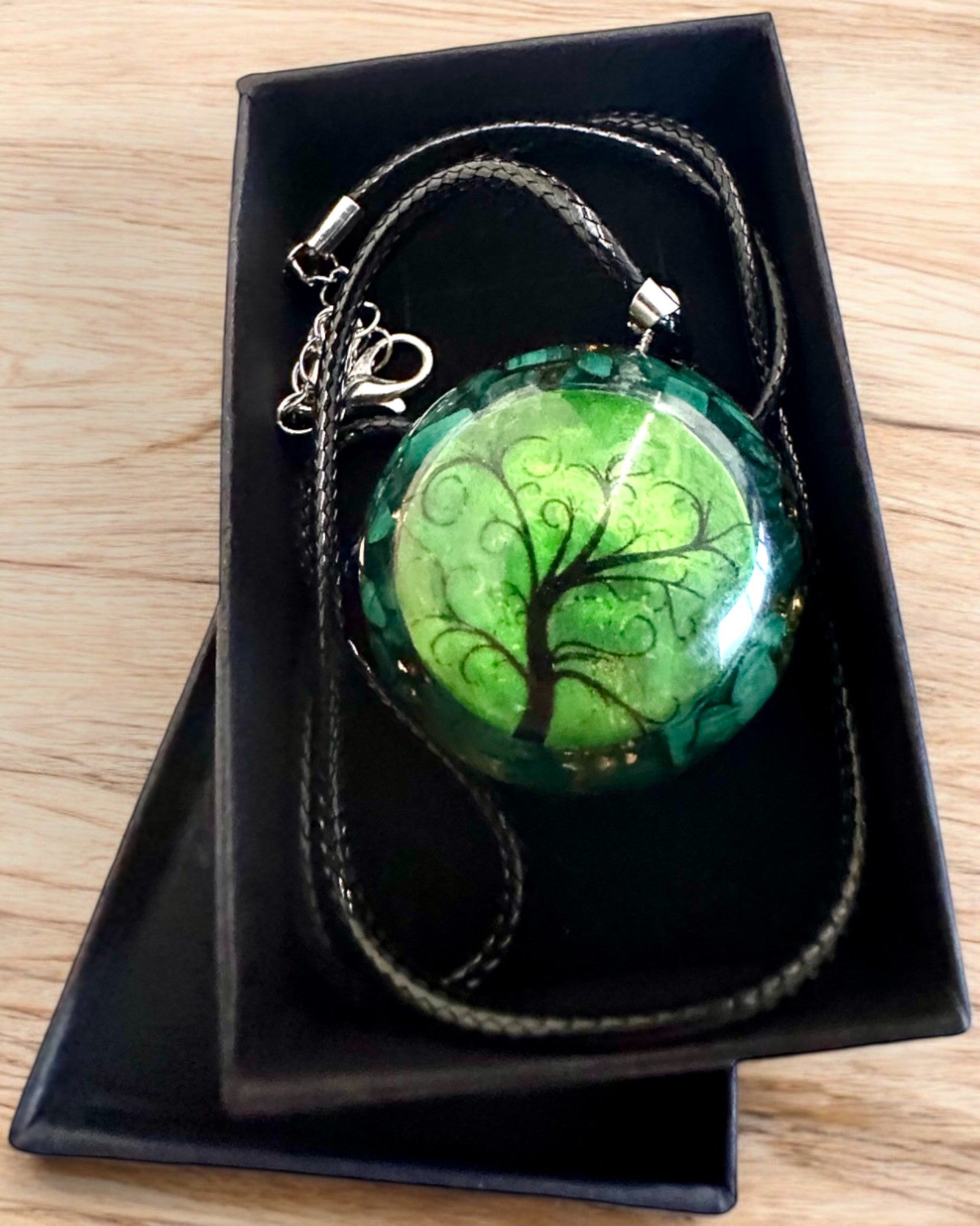 "Amuleto di Malachite della Vita" - collana personalizzabile con incisione per regalo