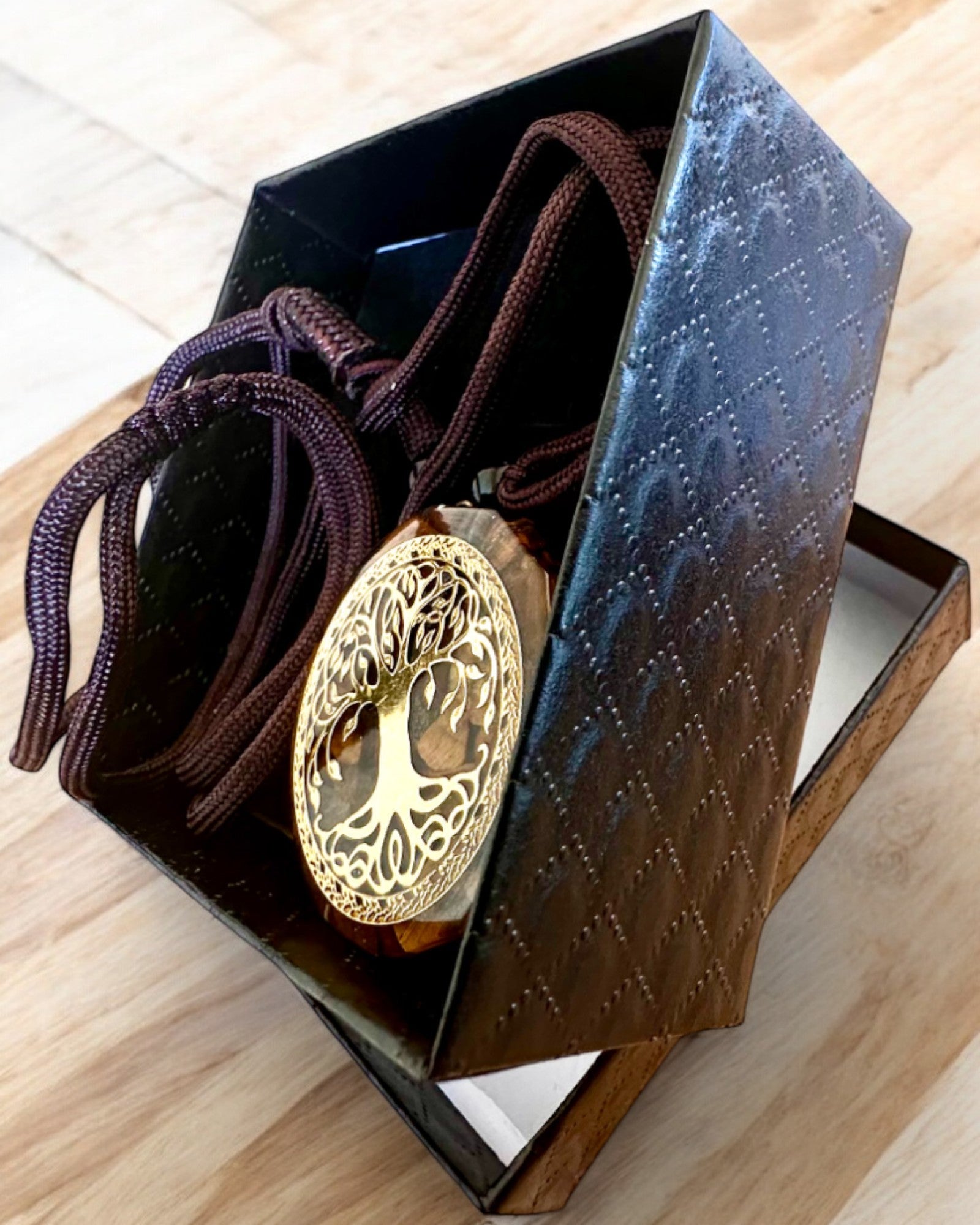 Amuleto "Drzewo Życia" con occhio di tigre, collana regalo con personalizzazione incisione