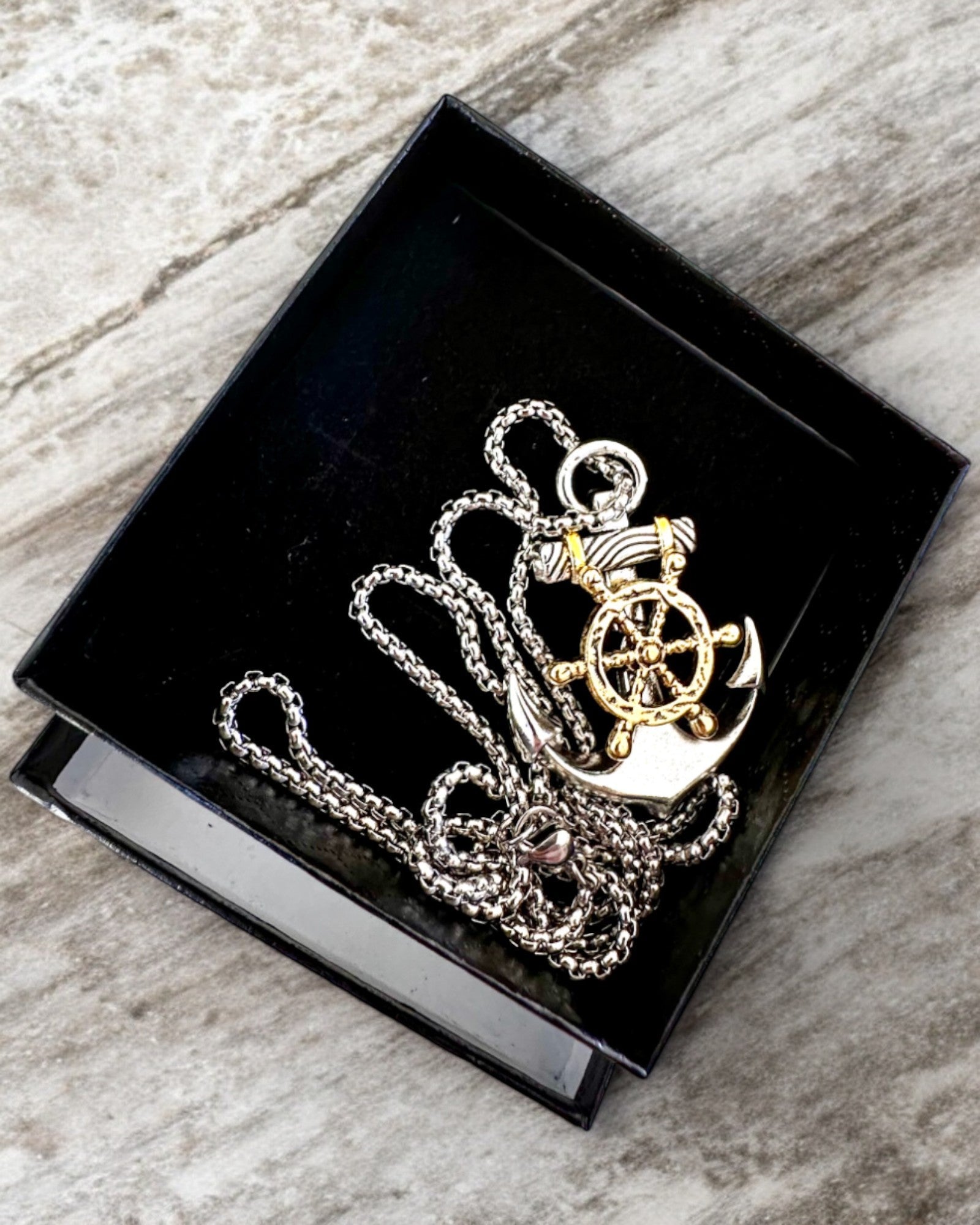 Amuleto Marino Ancora del Capitano, collana con opzione di incisione per regalo