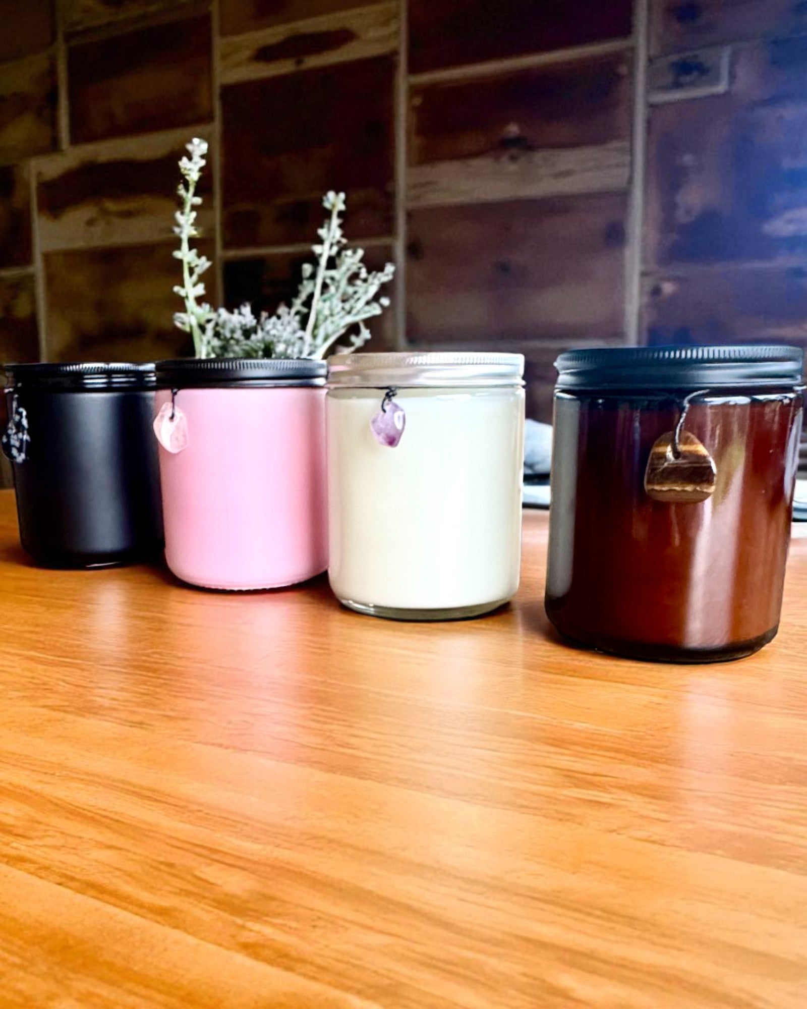 Candela di soia intenzionale Ametista – calma, armonia e purificazione, 250 ml, possibilità di personalizzazione per regalo