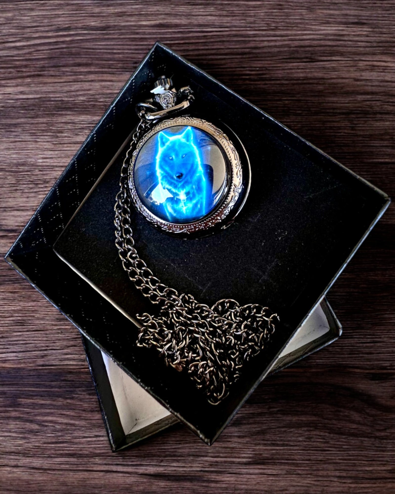 Orologio da Tasca Lunar Wolf – Orologio del Lupo Lunare, possibilità di personalizzazione con incisione per regalo