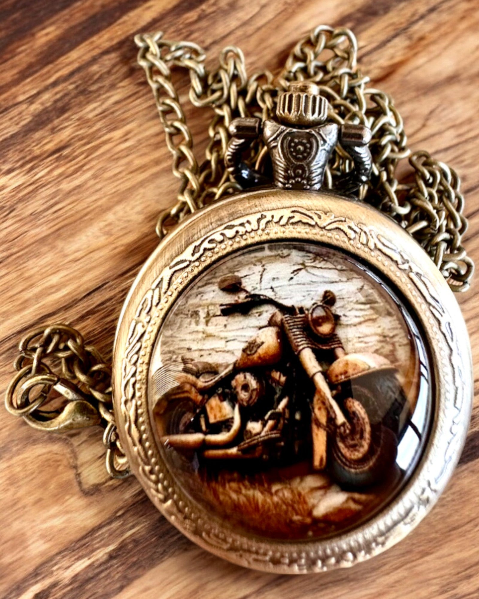 Orologio da Tasca Retrò "Stile Motociclista", possibilità di personalizzazione con incisione per regalo