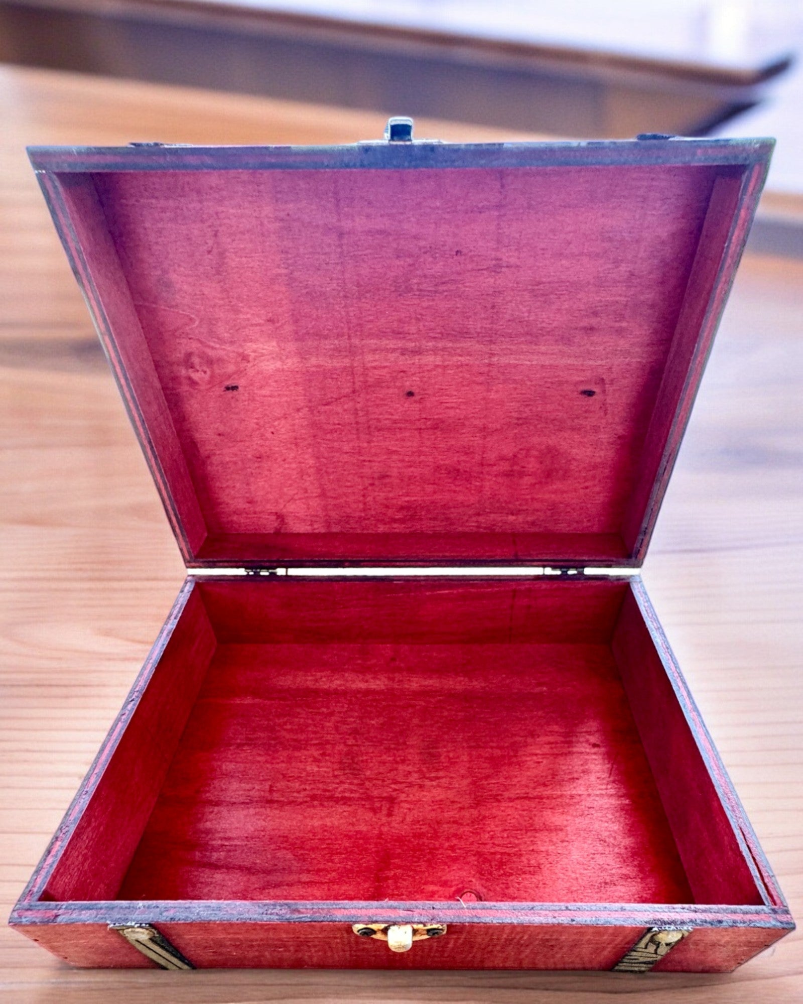 Antica Scatola di Legno con Possibilità di Incisione, 23 cm x 16 cm x 7,5 cm