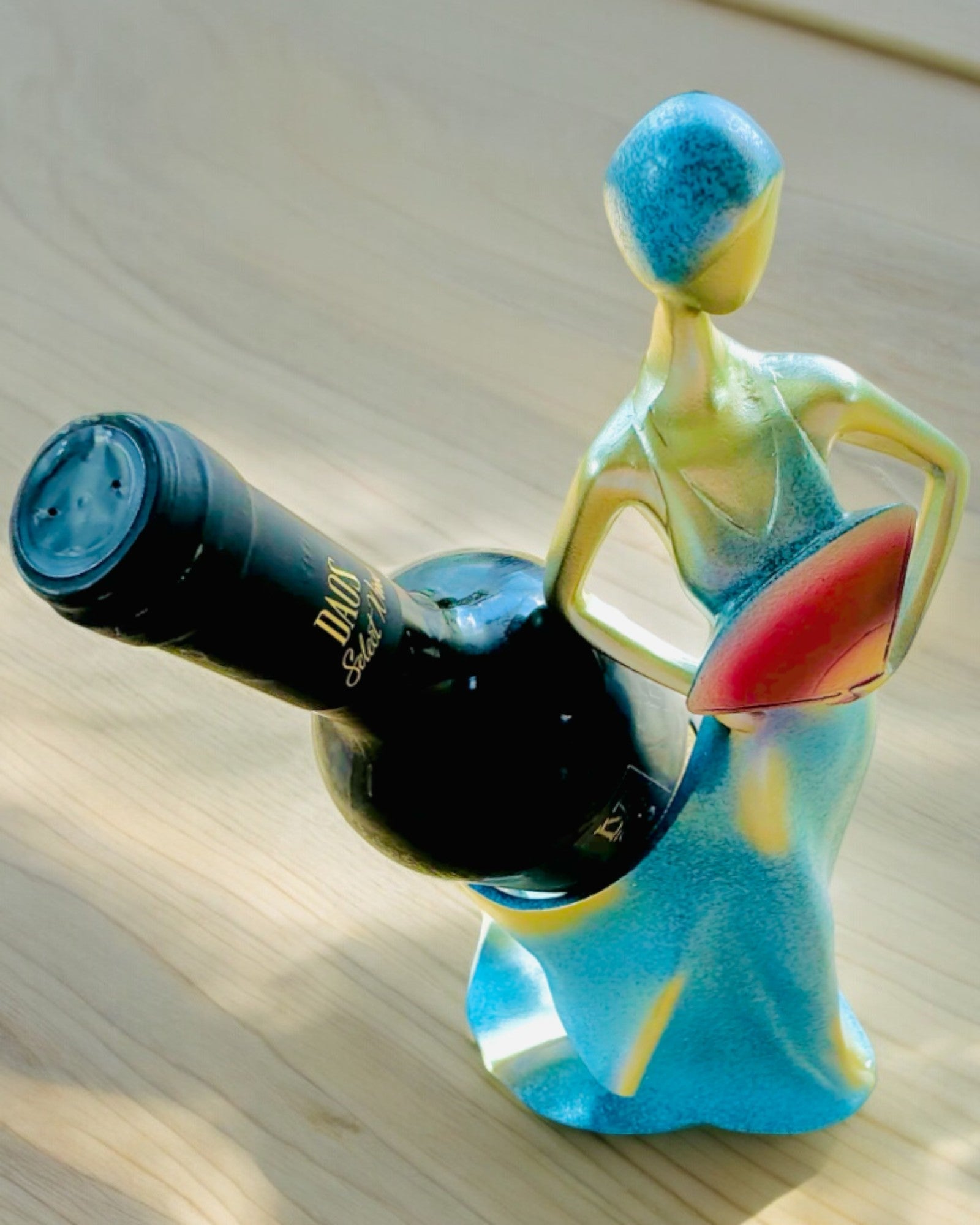 Elegante Supporto per Bottiglia - Statua della Dama - personalizzazione con incisione, 2 varianti a scelta