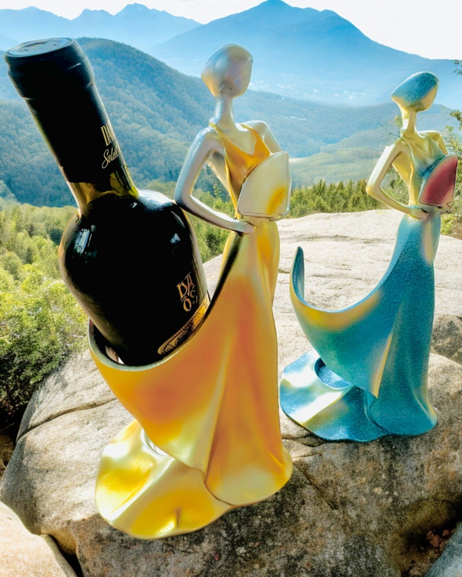 Elegante Supporto per Bottiglia - Statua della Dama - personalizzazione con incisione, 2 varianti a scelta