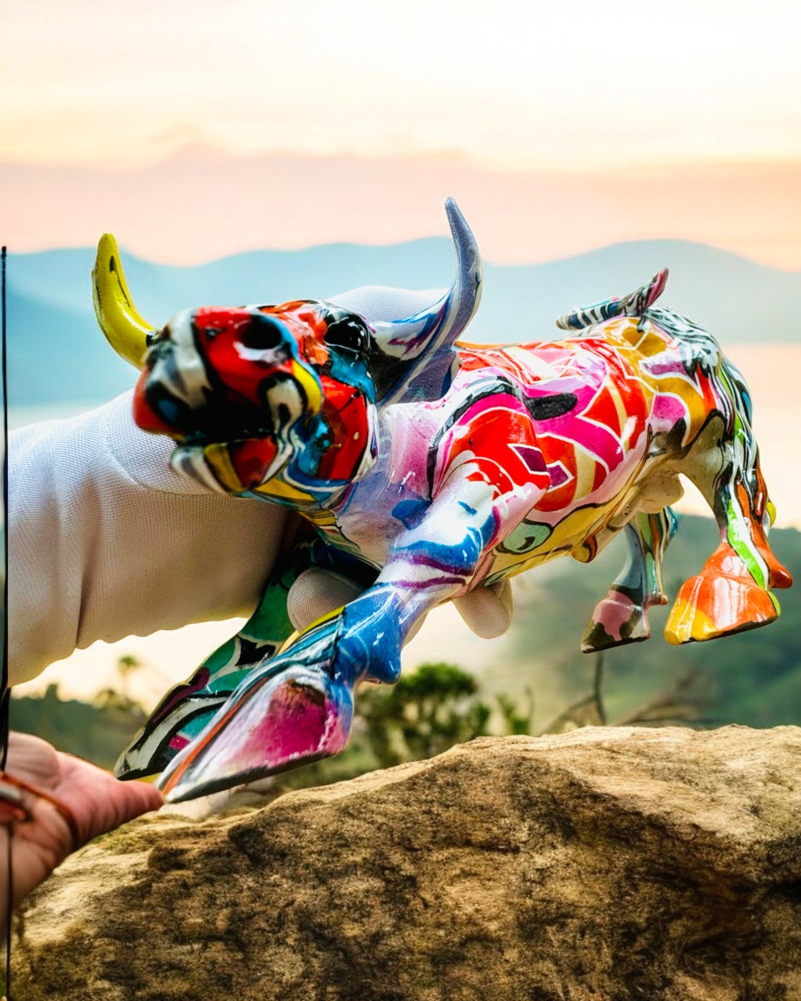 Scultura Decorativa Toro "BullArt" – Arte Unica con Opzione di Incisione - 4 varianti di colore, per regalo personalizzato