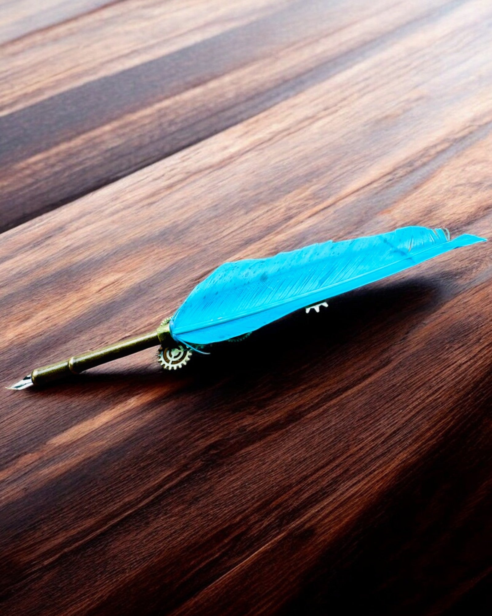 Penna Calligrafica "Eleganza Steampunk" con Piuma di Tacchino - Fatto a Mano 5 varianti tra cui scegliere, personalizzazione con incisione per regalo