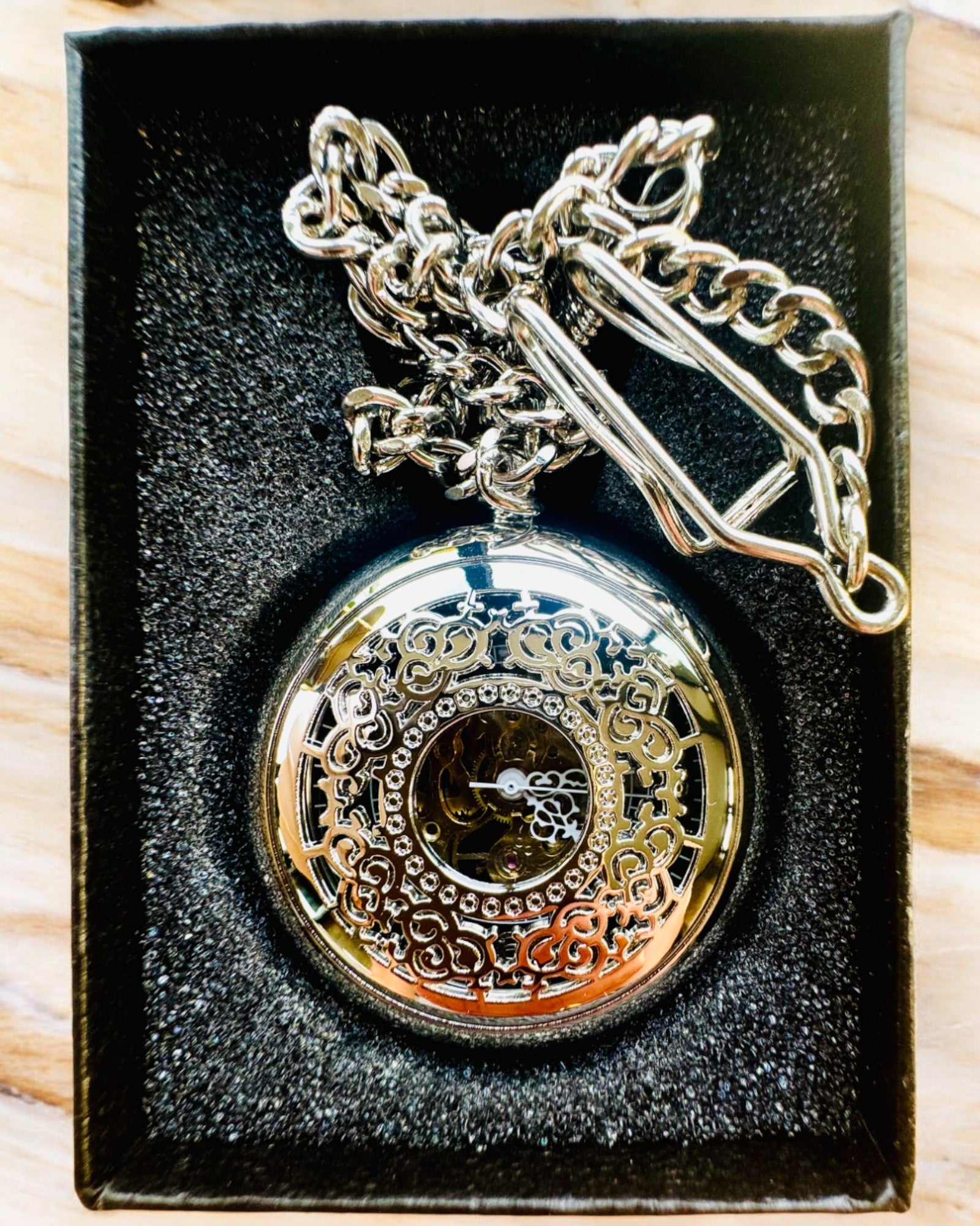 Orologio da tasca "Eterna Eleganza", regalo personalizzato, incisione. Colore argento