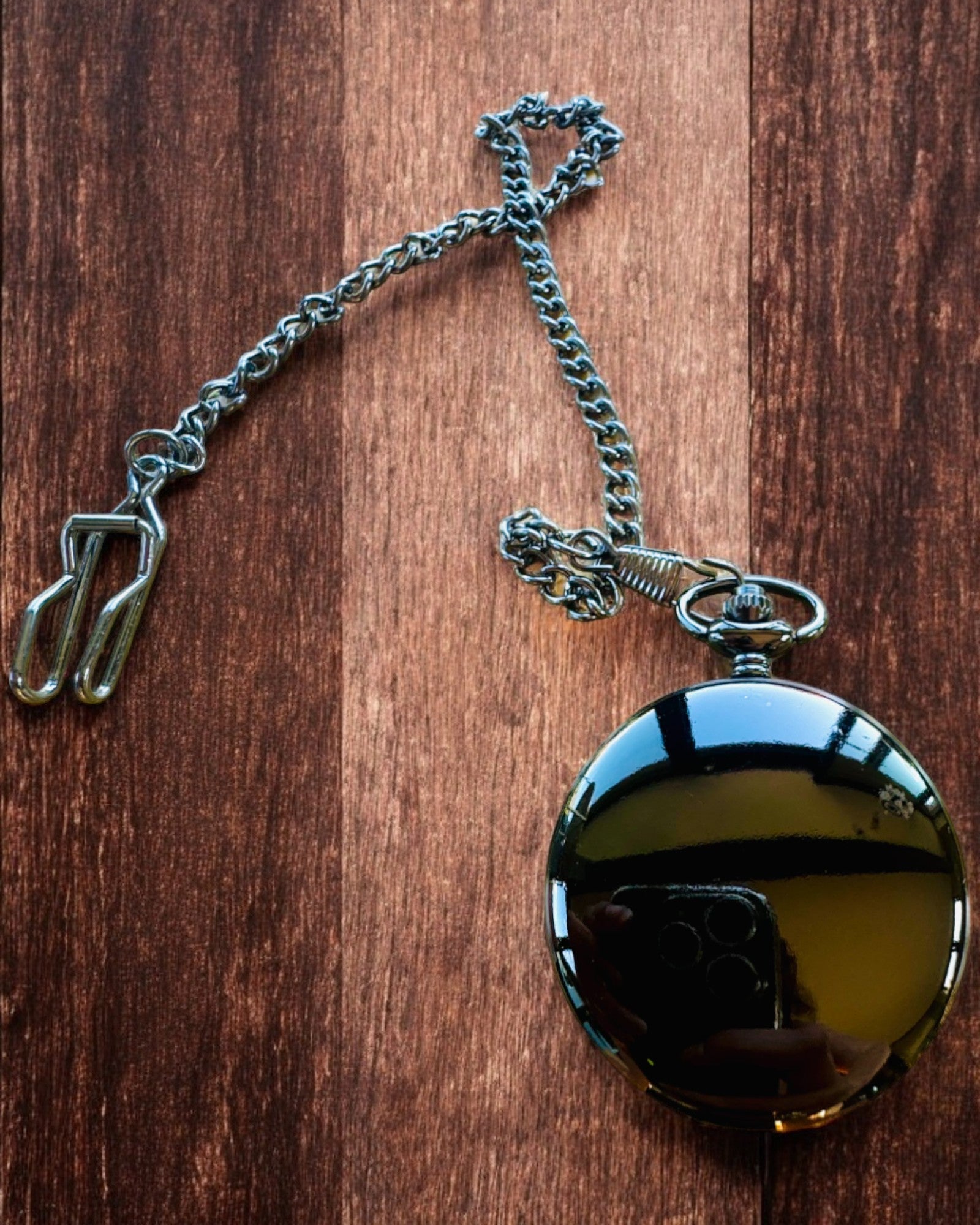 Orologio da Tasca Classico con Numeri Romani e Catena, al Quarzo, Lucentezza Nera - colore nero