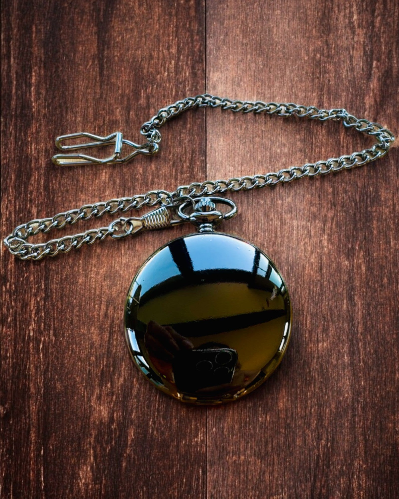 Orologio da Tasca Classico con Numeri Romani e Catena, al Quarzo, Lucentezza Nera - colore nero