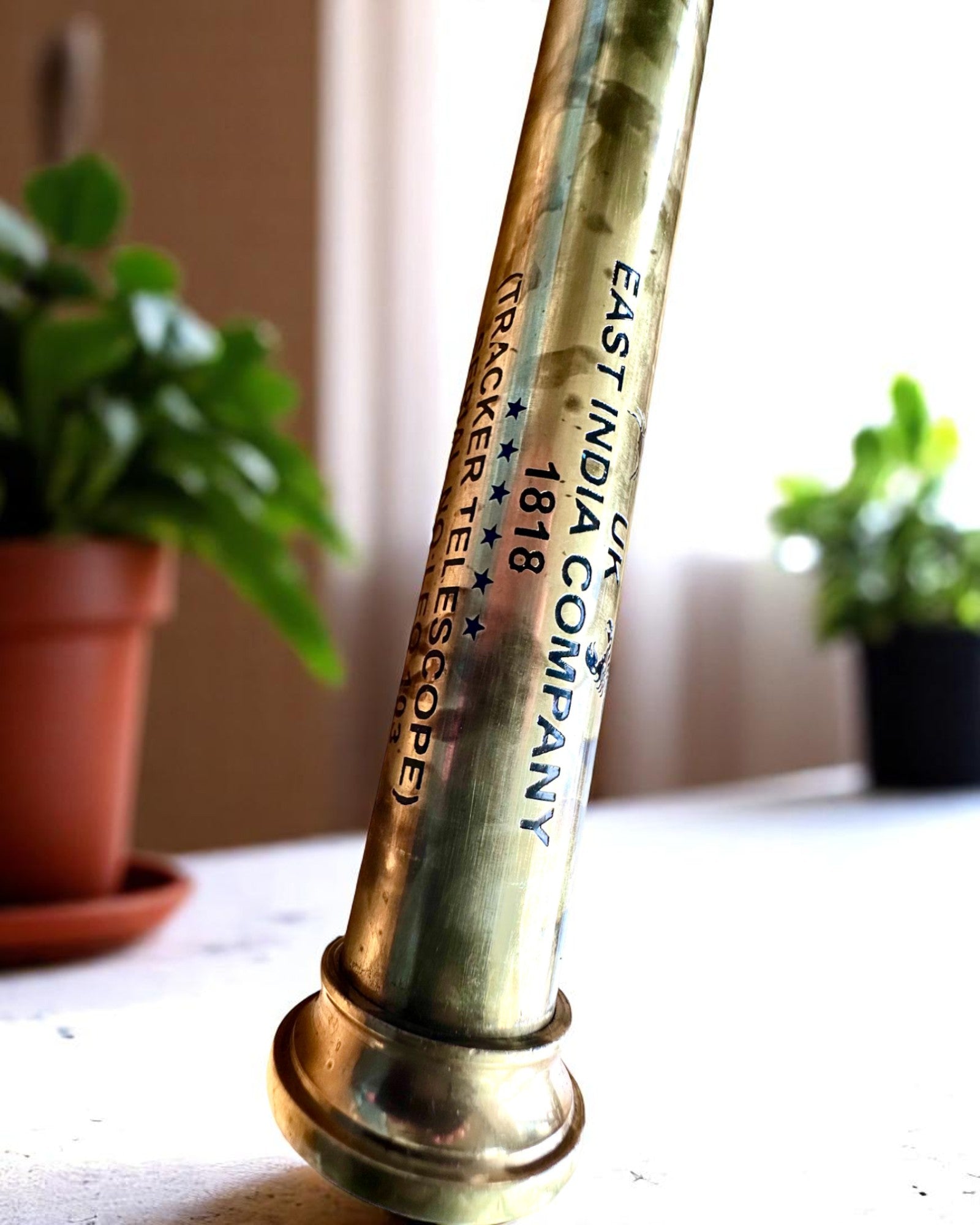 Cannocchiale Reale "Voyager 1818" – Esclusivo, in ottone, 83 cm, fatto a mano, con custodia in vera pelle – Edizione da collezione, personalizzabile con incisione per regalo