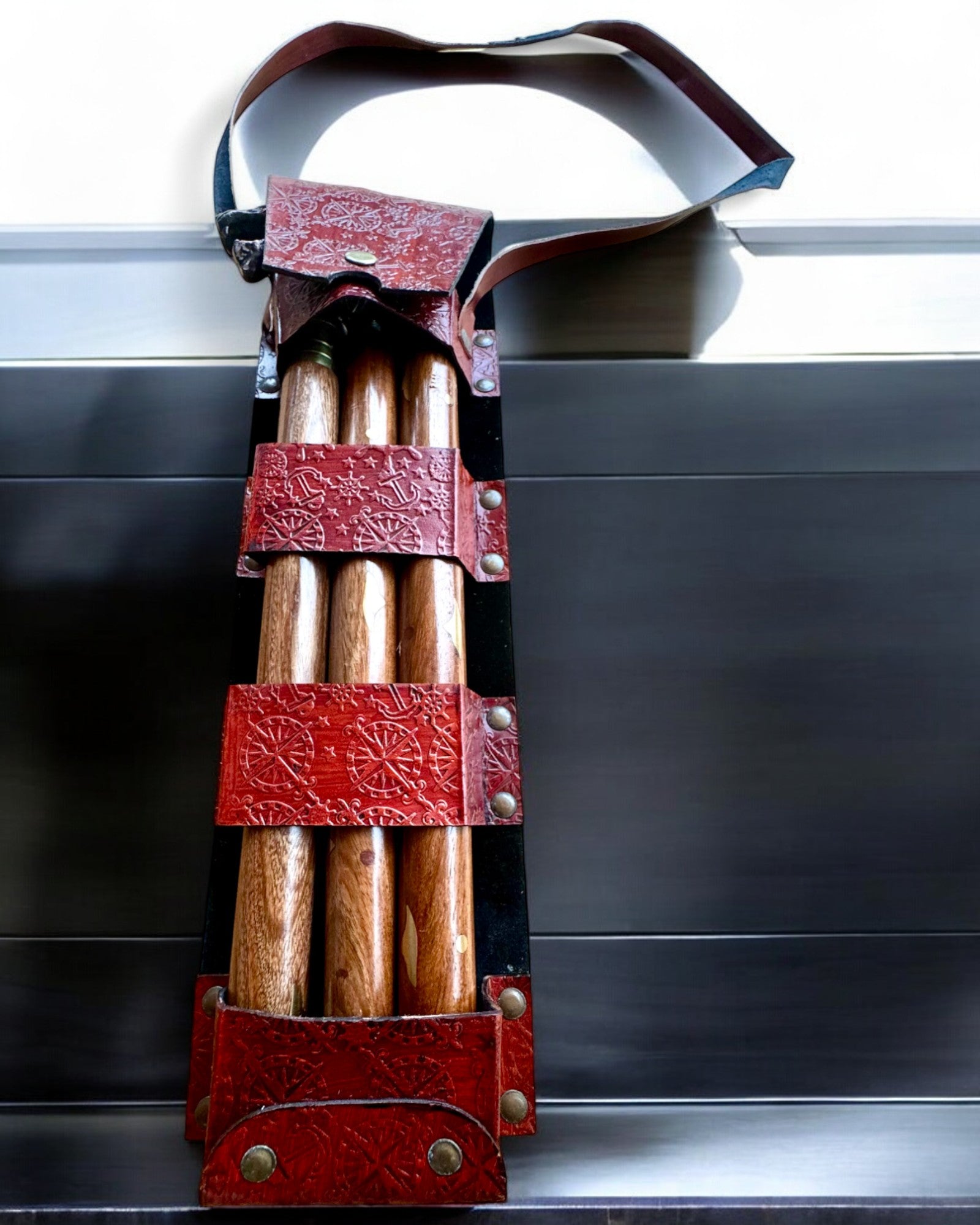 Custodia in pelle, copertura per bastoni da passeggio - possibilità di personalizzazione con incisione per regalo