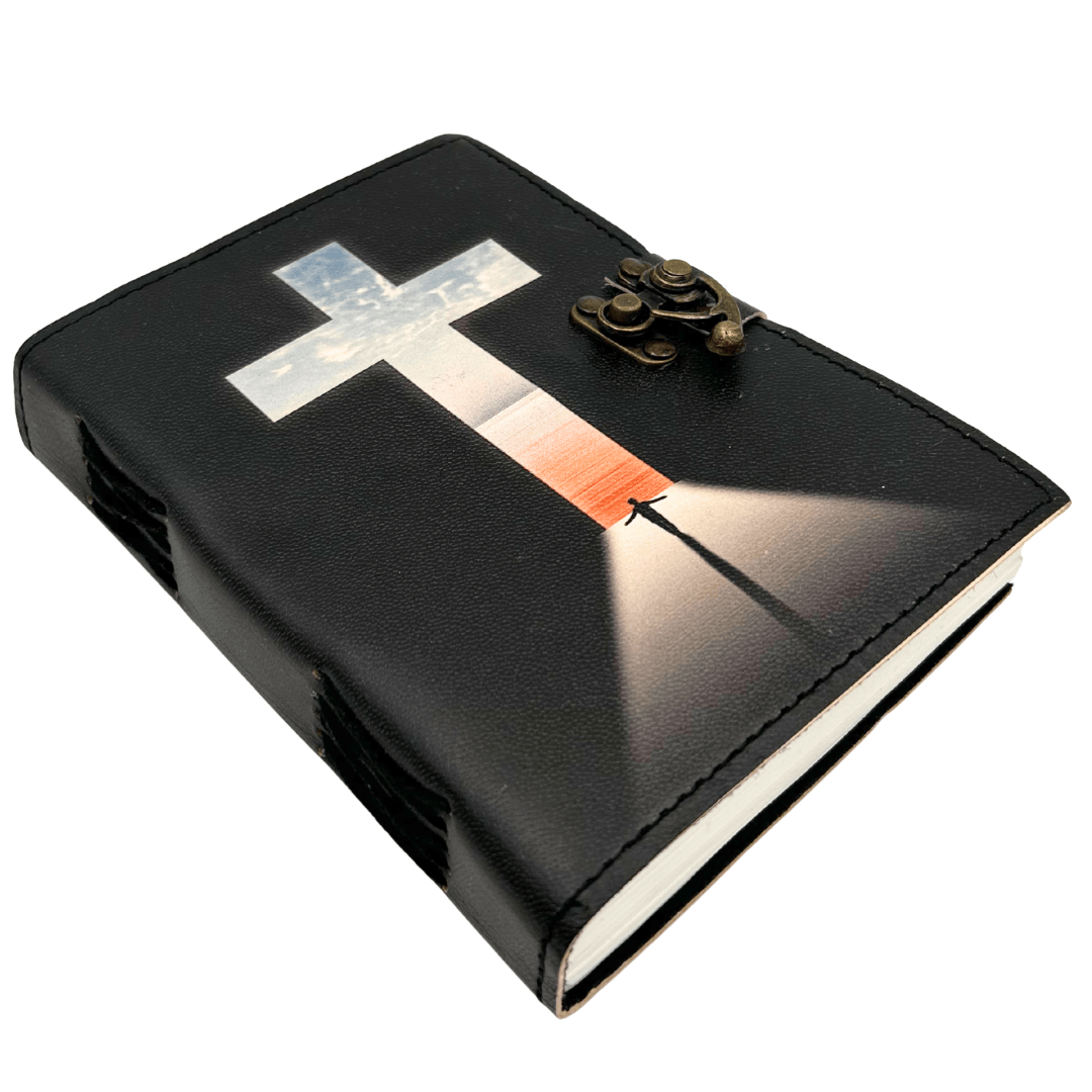 Taccuino in pelle Croce Religiosa Libro di preghiere con incisione