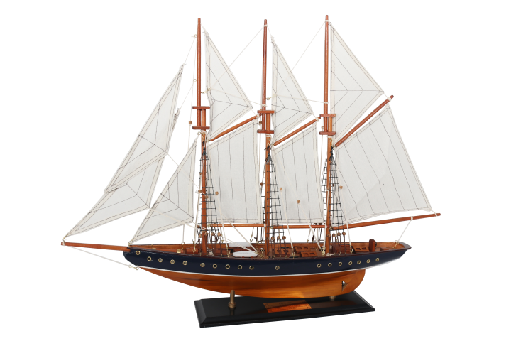 Modello di schooner Atlantic 72 cm - Replica della leggendaria nave con possibilità di personalizzazione tramite incisione - Regalo ideale per appassionati di vela - Realizzato in legno con vele in tessuto