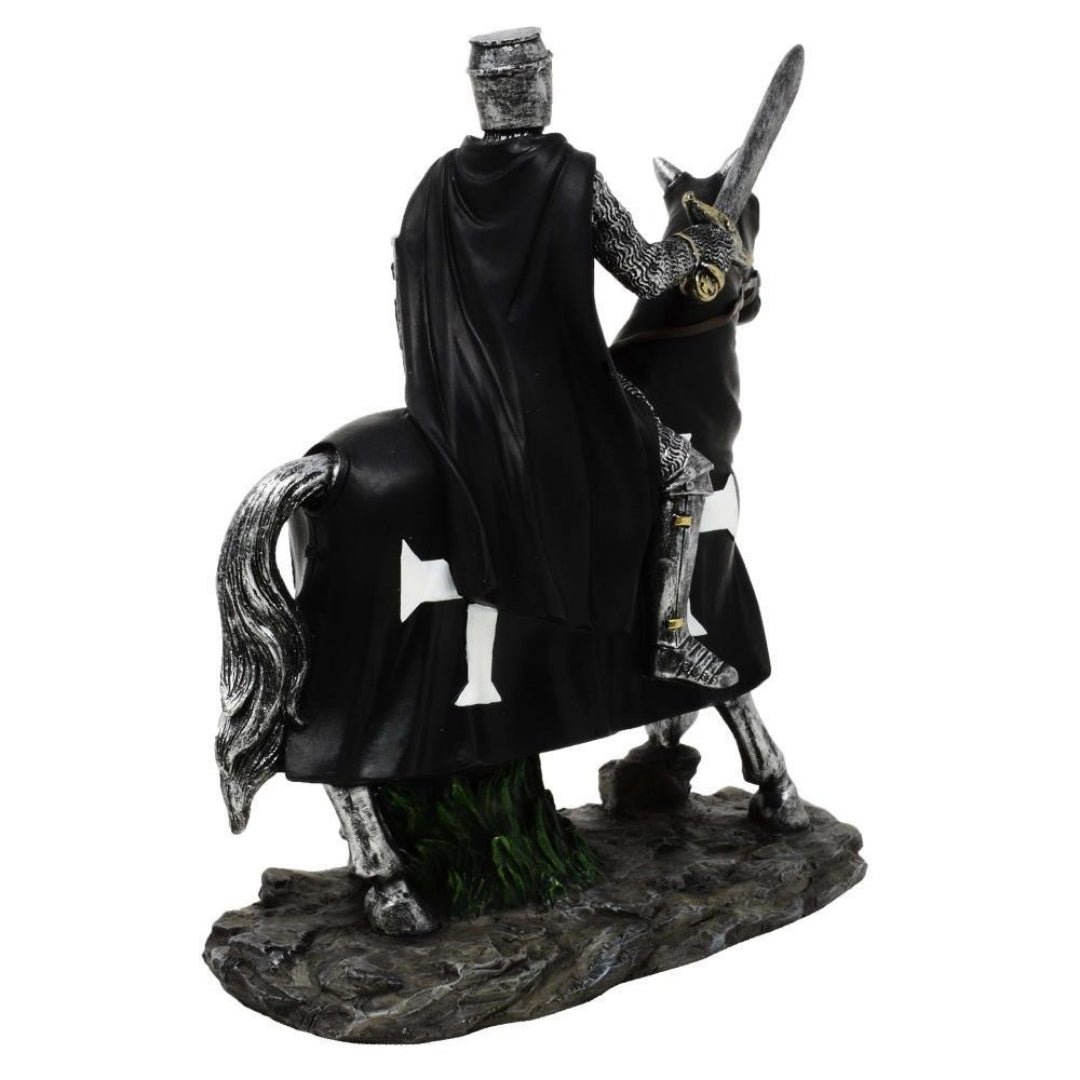 Figura Decorativa Cavaliere a Cavallo 22 cm con Possibilità di Incisione Personalizzata - Elegante Decorazione in Poliresina per Regalo a Amanti della Storia e del Medioevo