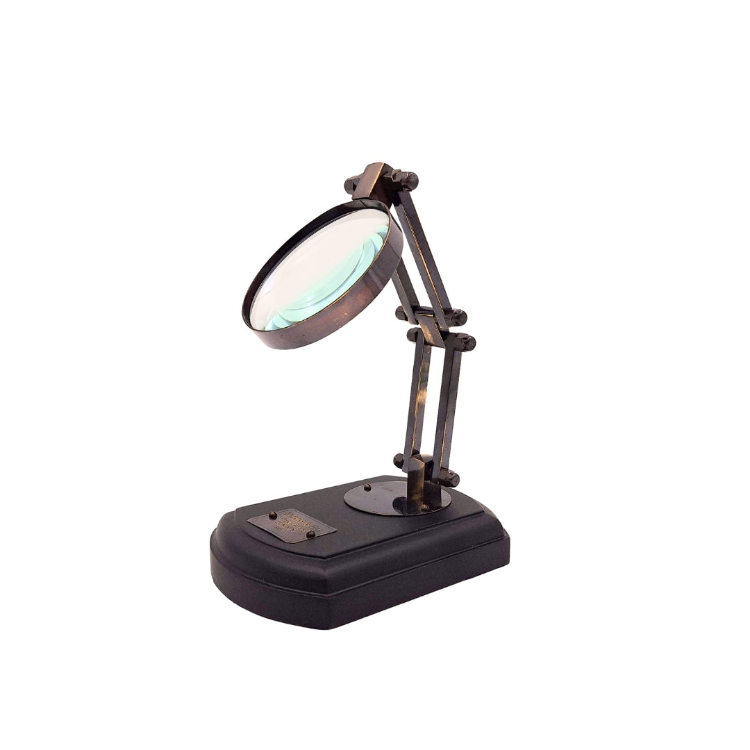 Lente d'ingrandimento su base in legno con montatura in ottone, possibilità di personalizzazione tramite incisione, regalo ideale per modellisti e amanti dello stile retrò, diametro 7,5 cm, ingrandimento 3,5x