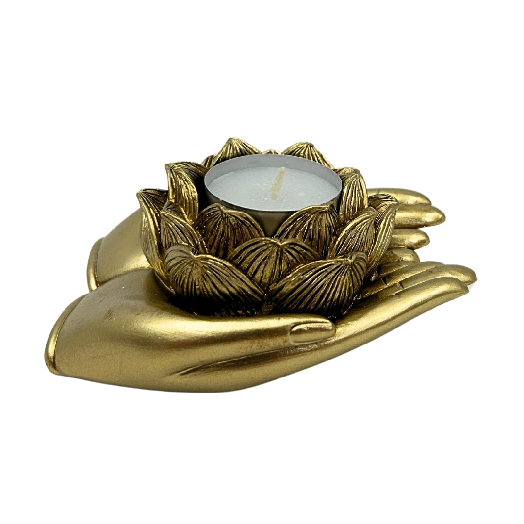 Portacandela Glamour dorato per tealight con possibilità di incisione personalizzata – elegante elemento decorativo per interni dimensioni 11,5 x 9,4 x 4,8 cm in polyresina