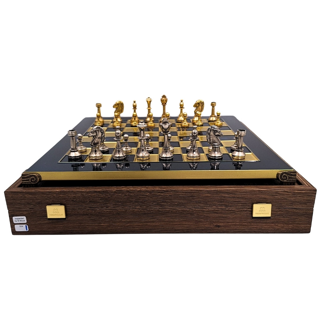 Scacchi metallici classici grandi esclusivi Stauton S34 con incisione