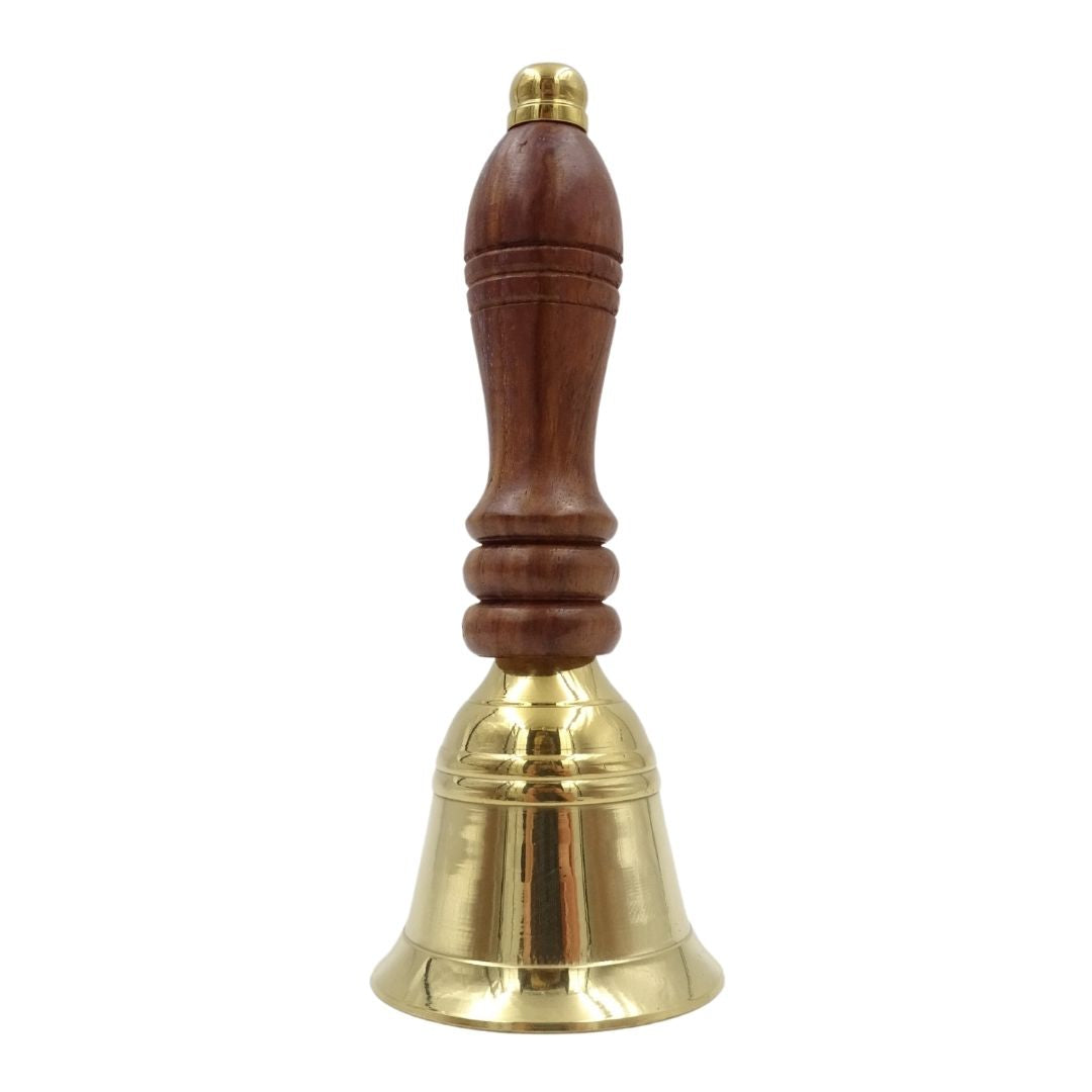 Campanello a Mano in Ottone Stile Retrò con Manico in Legno