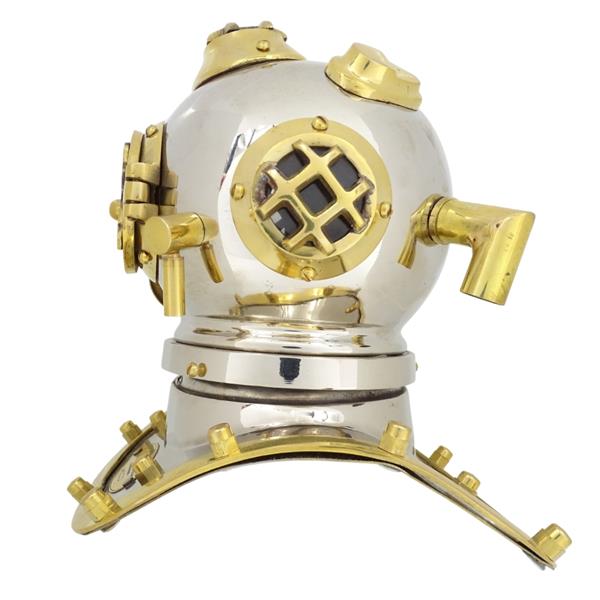 Elmo da sub in ottone US Navy Mark IV con possibilità di personalizzazione tramite incisione - Regalo ideale per ogni occasione, altezza 20 cm, replica marina DIVER - DH93