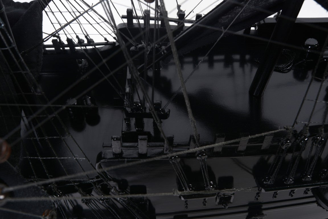 Modello di Nave Pirata Perla Nera BP80R con possibilità di incisione personalizzata, lunghezza 89 cm, regalo esclusivo per ogni occasione, artigianato artistico, base in legno