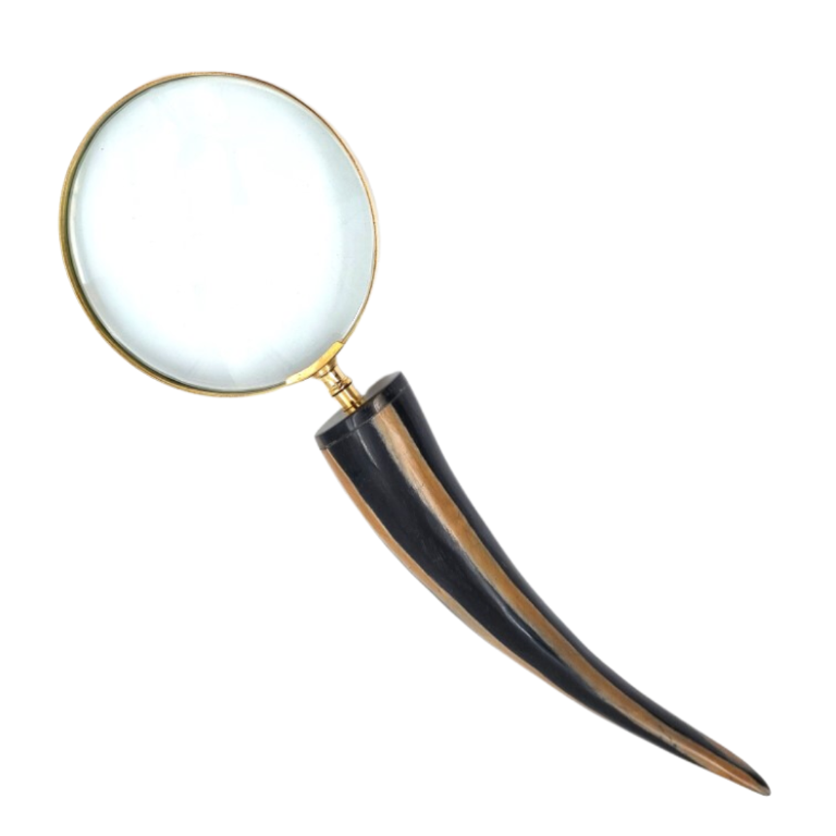 Elegante lente d'ingrandimento da lettura retrò con montatura in ottone e manico in corno di bue - incisione personalizzata - regalo ideale per anziani - lente di alta qualità 3,5x in stile vintage